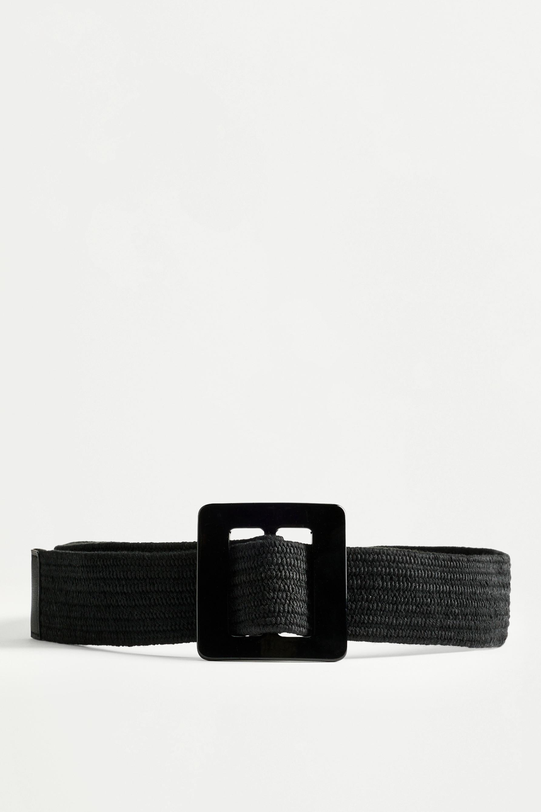 Wide square-buckle belt — BLACK