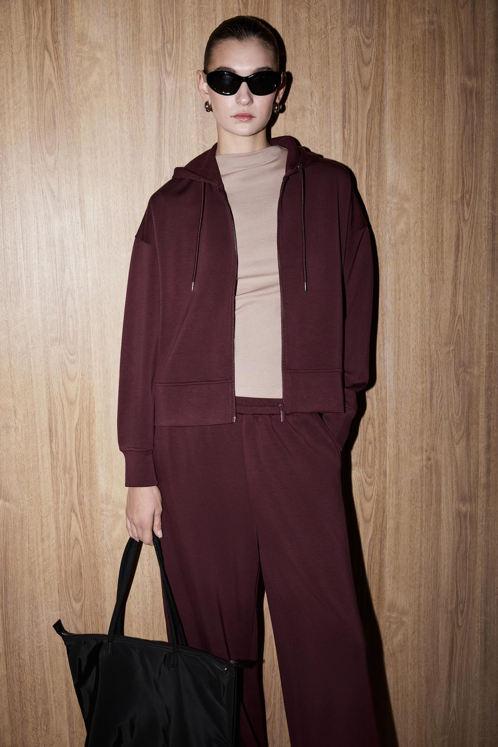 Sudadera cremallera felpa fluida