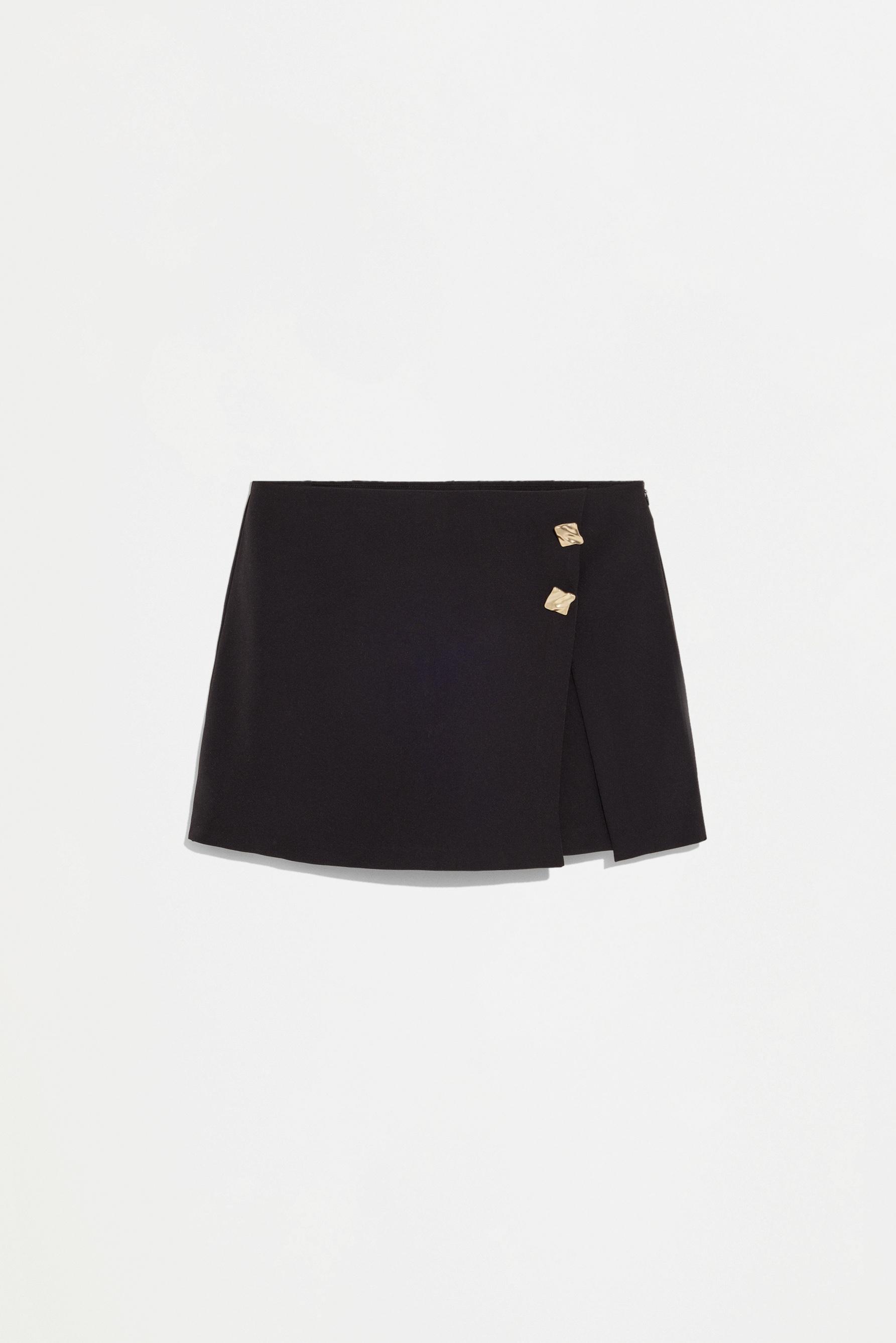 Skort with gold buttons — BLACK
