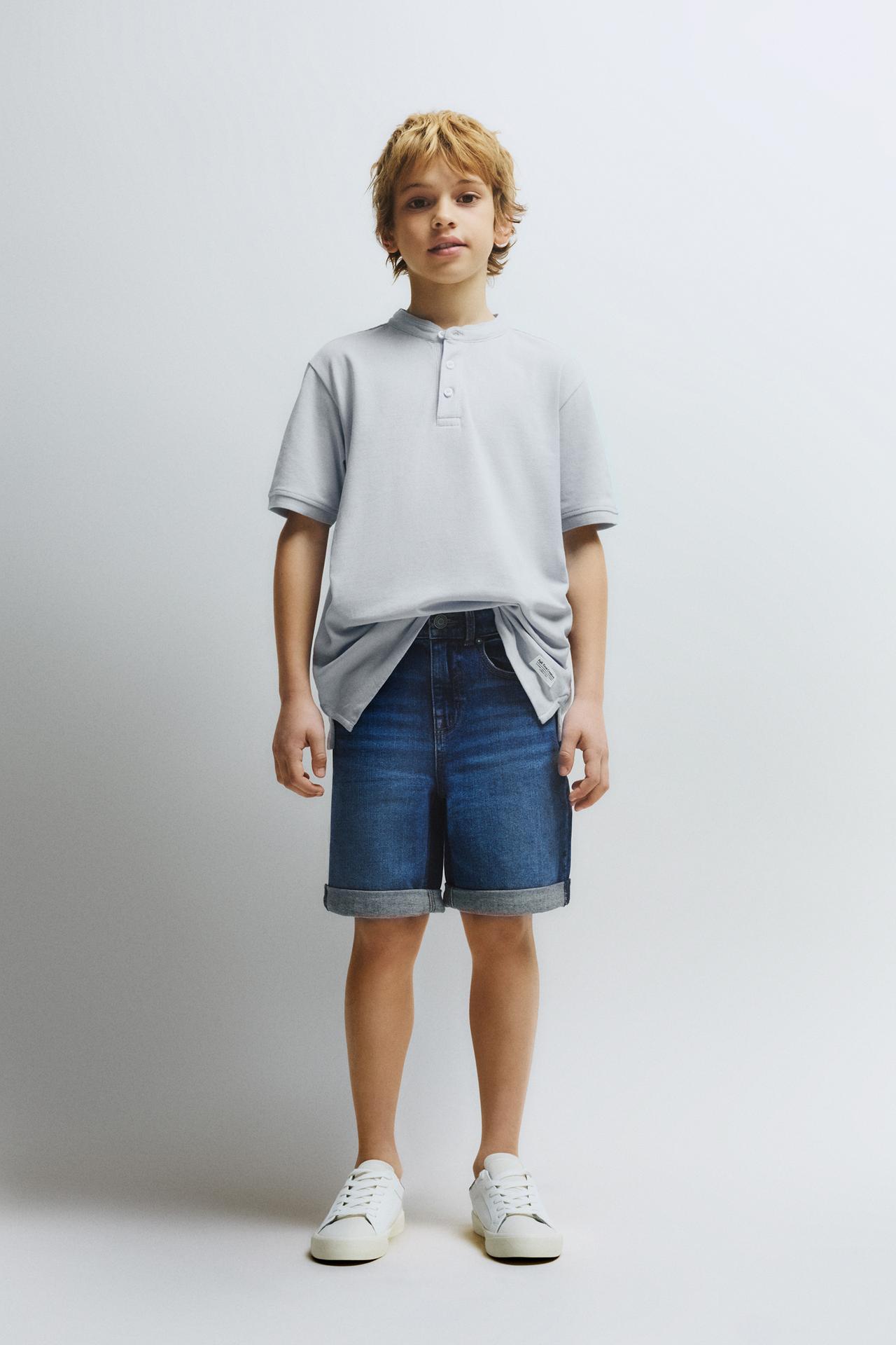 Slim comfort denim Bermuda shorts — DARK BLUE