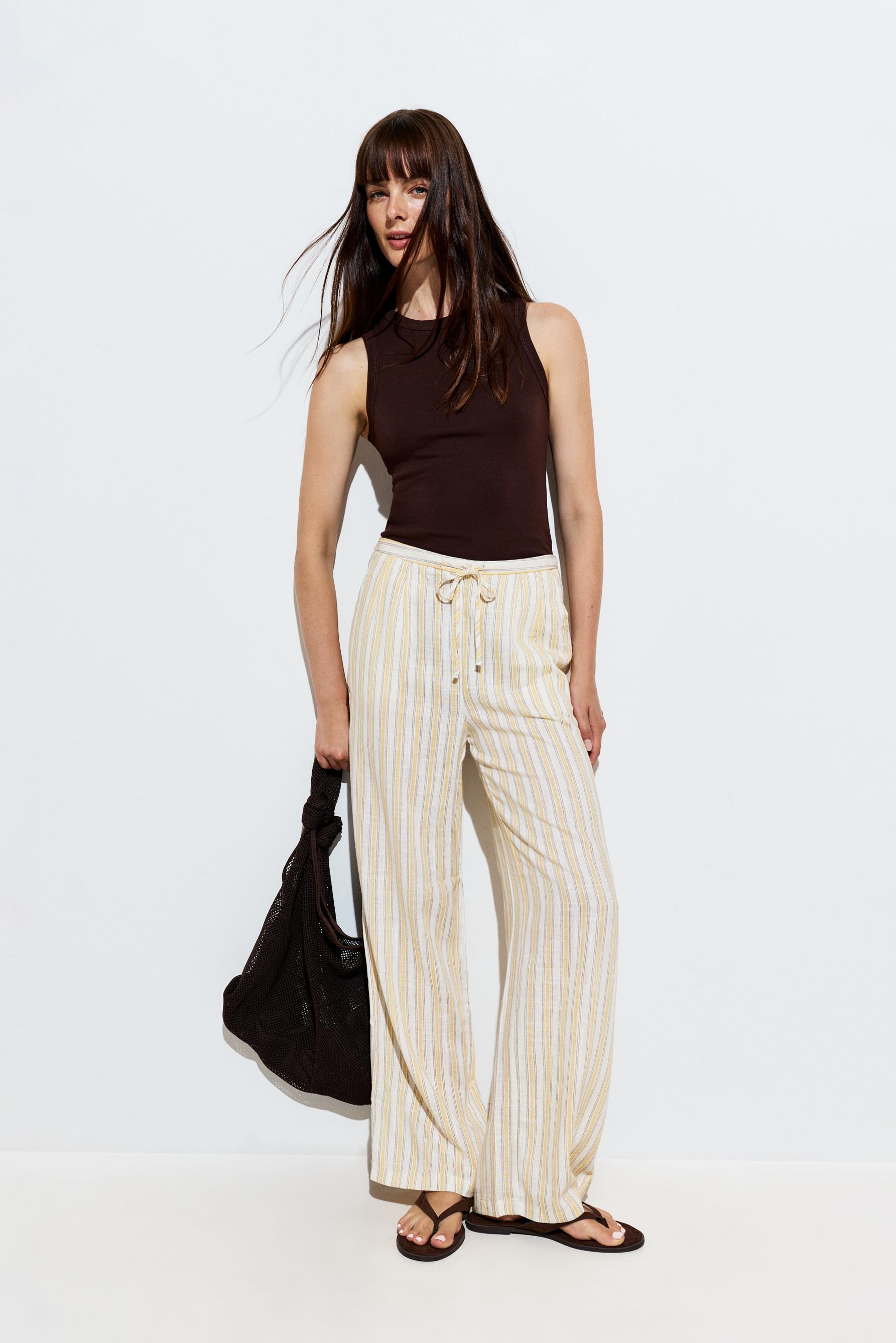 Rustic wide-leg trousers — MID YELLOW