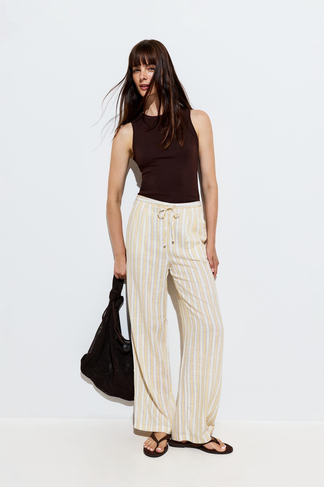 Rustic wide-leg trousers — MID YELLOW