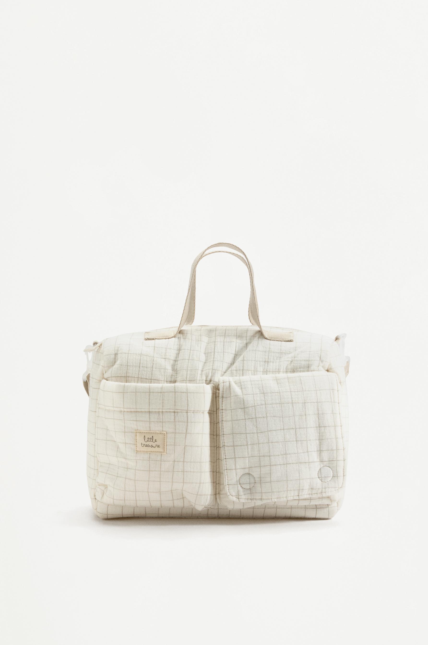 Checked maternity bowling bag — ECRU
