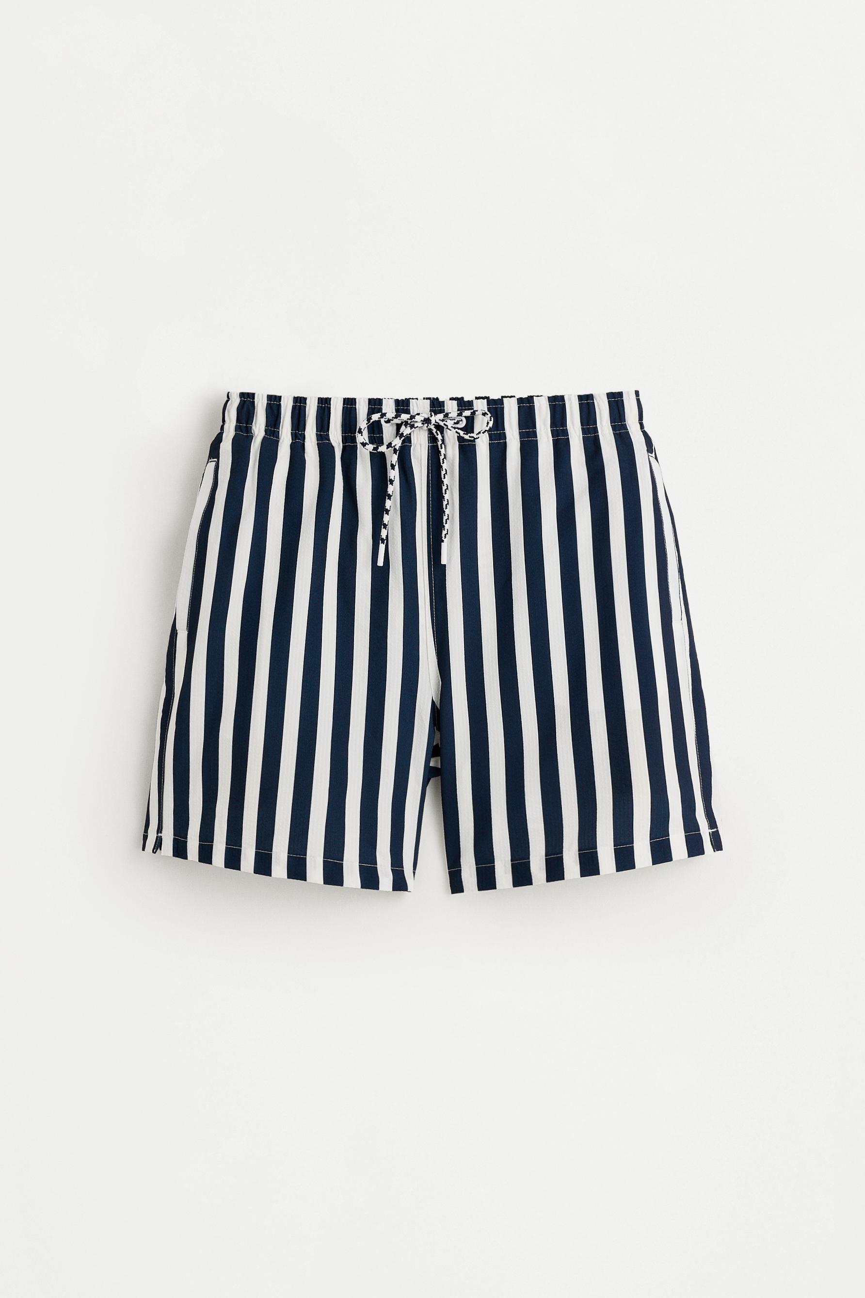 Long seersucker swim trunks — NAVY