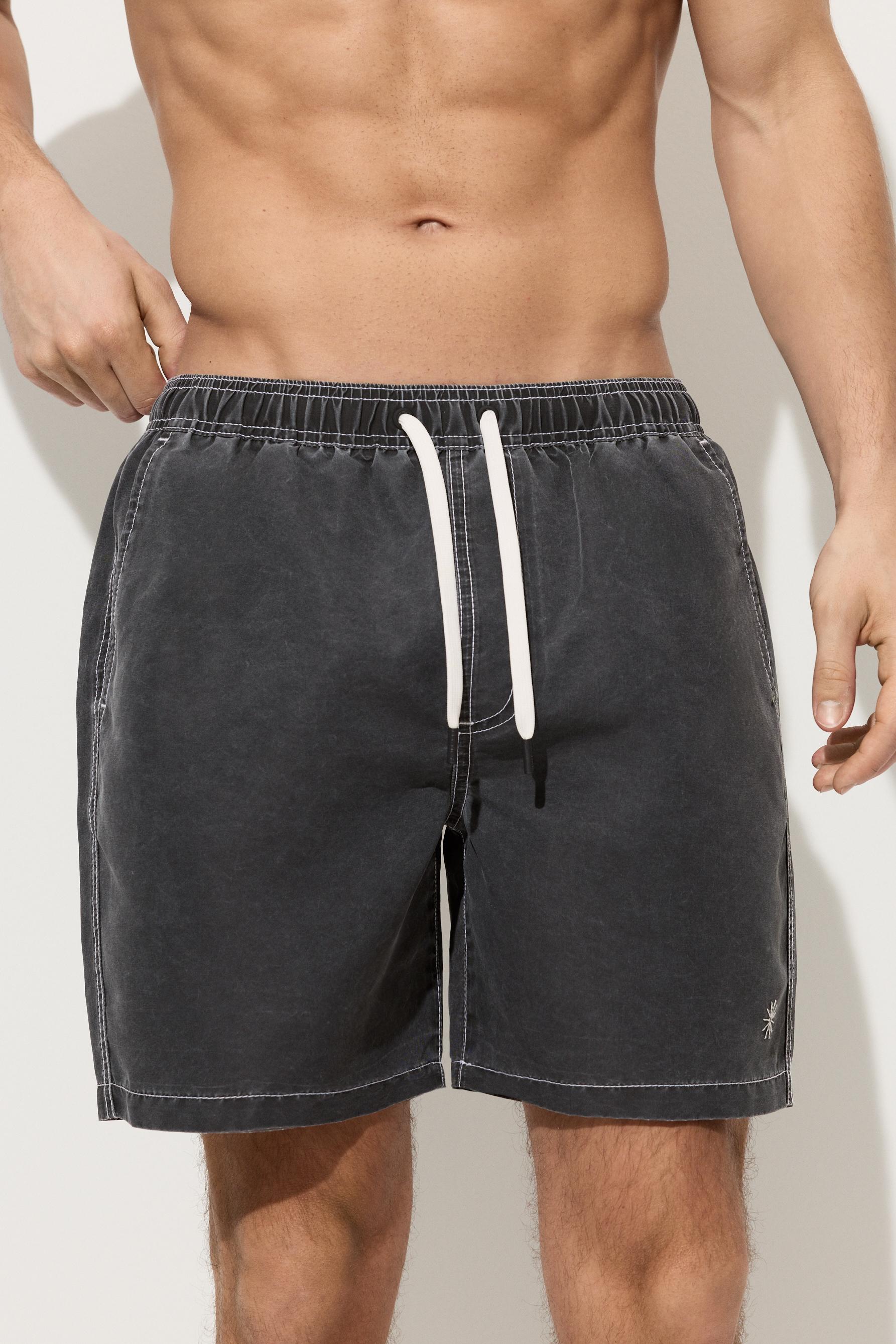 Faded-effect regular swimsuit — BLACK