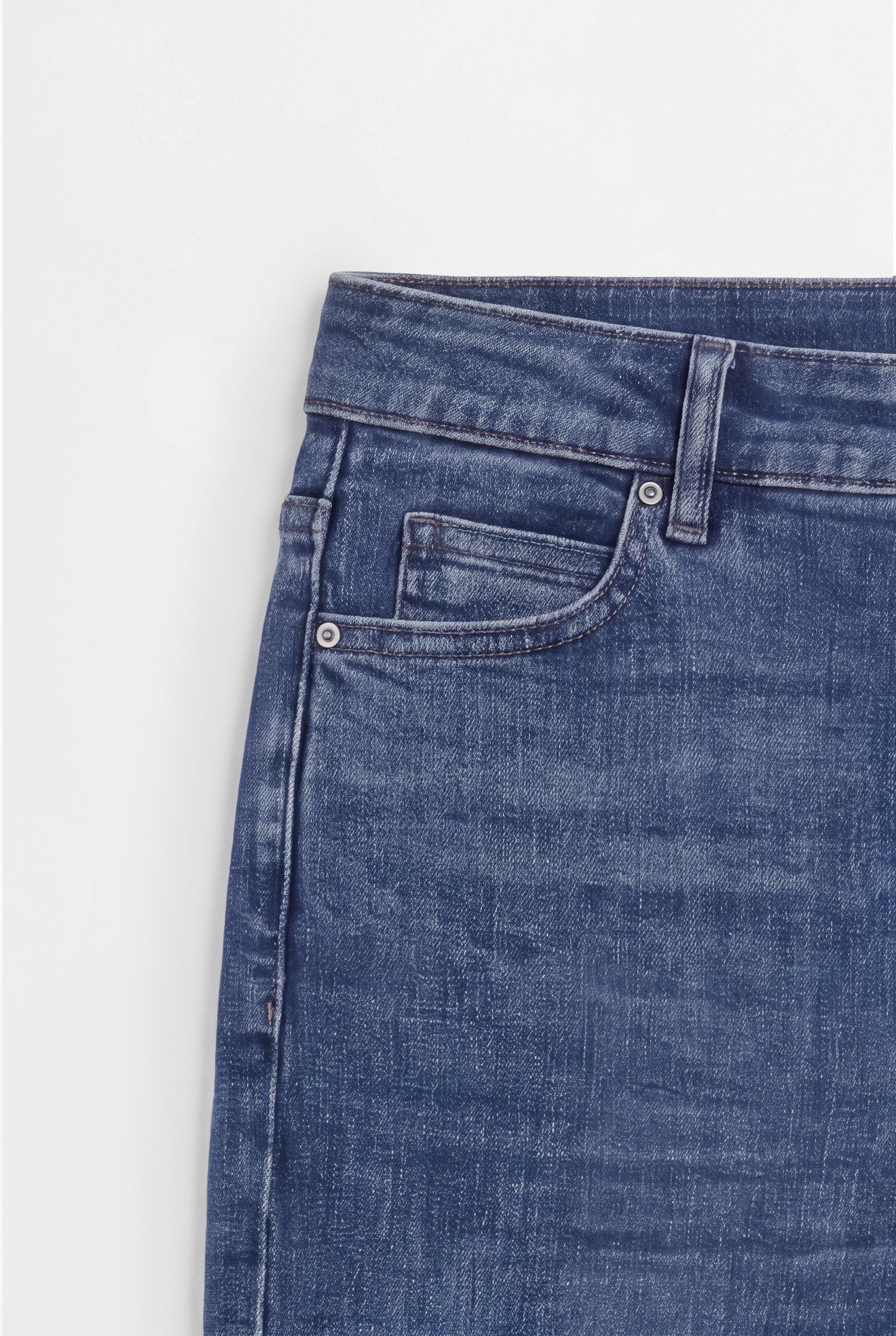 High-waist basic bell bottom jeans — DARK BLUE