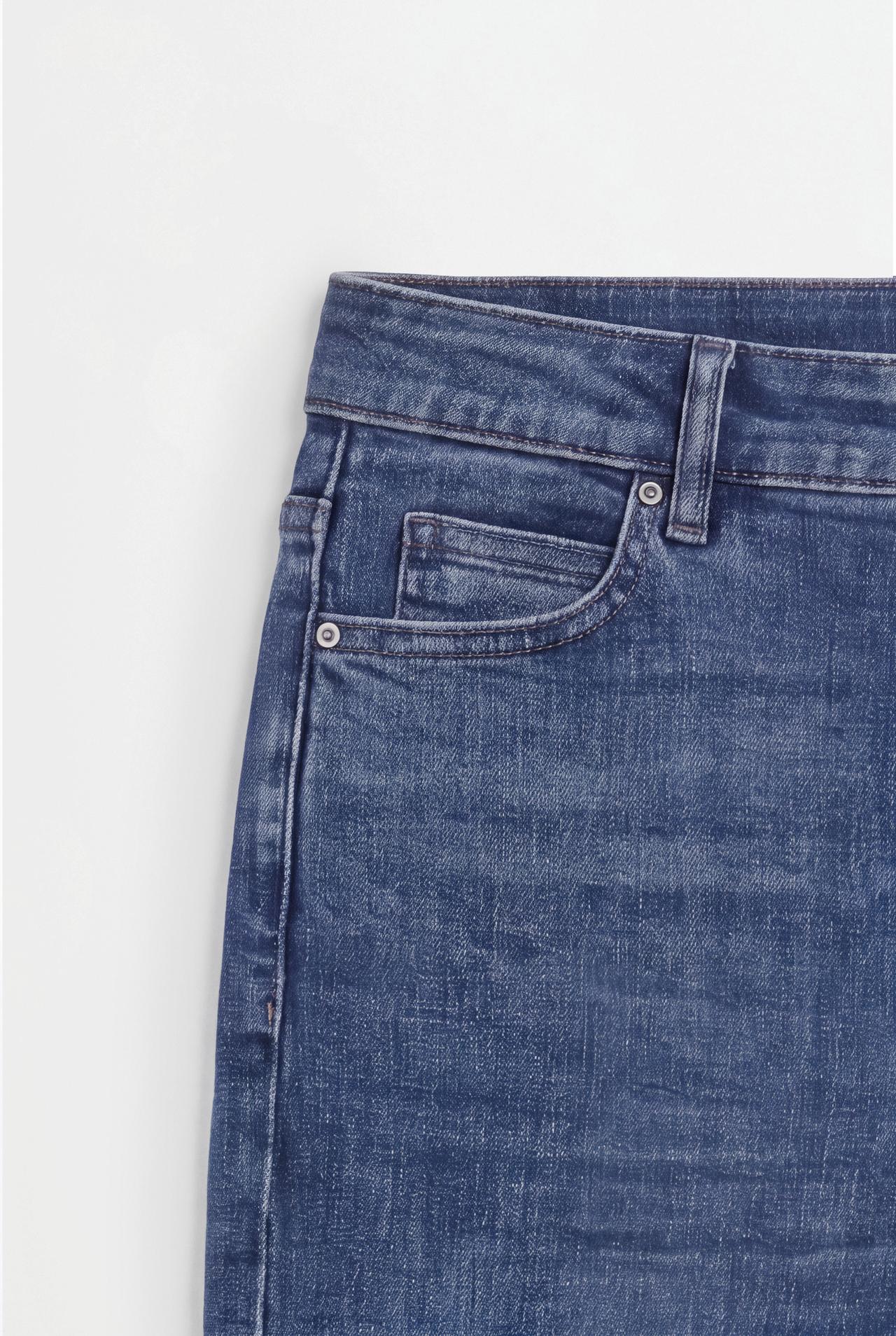 High-waist basic bell bottom jeans — DARK BLUE