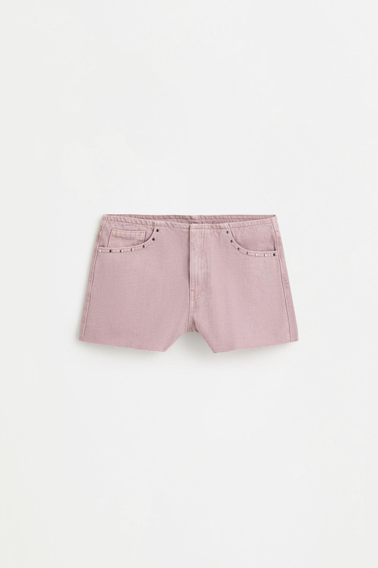Studded denim shorts — FADED PINK