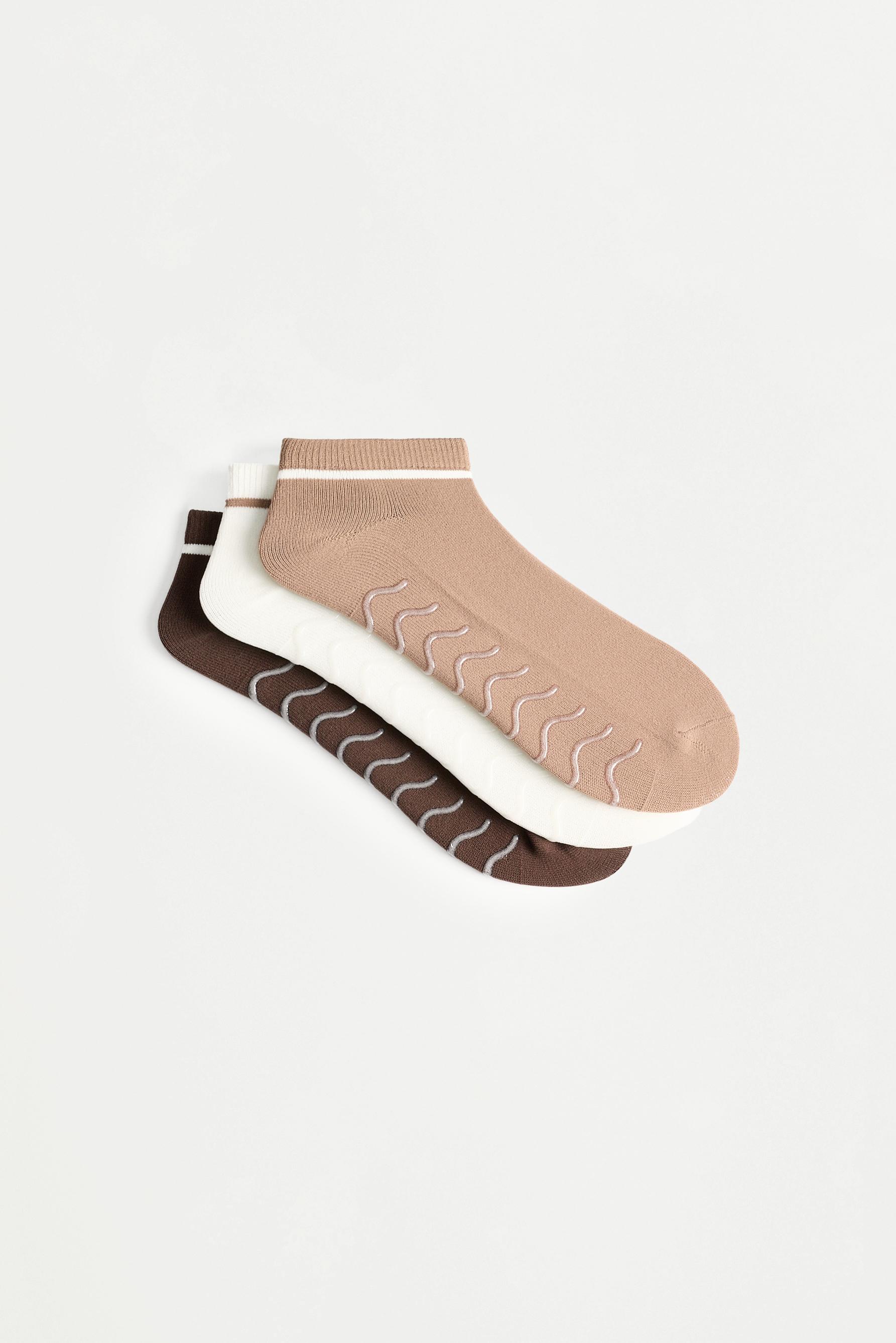 Non-slip sports ankle socks (3-pack) — CHOCOLATE