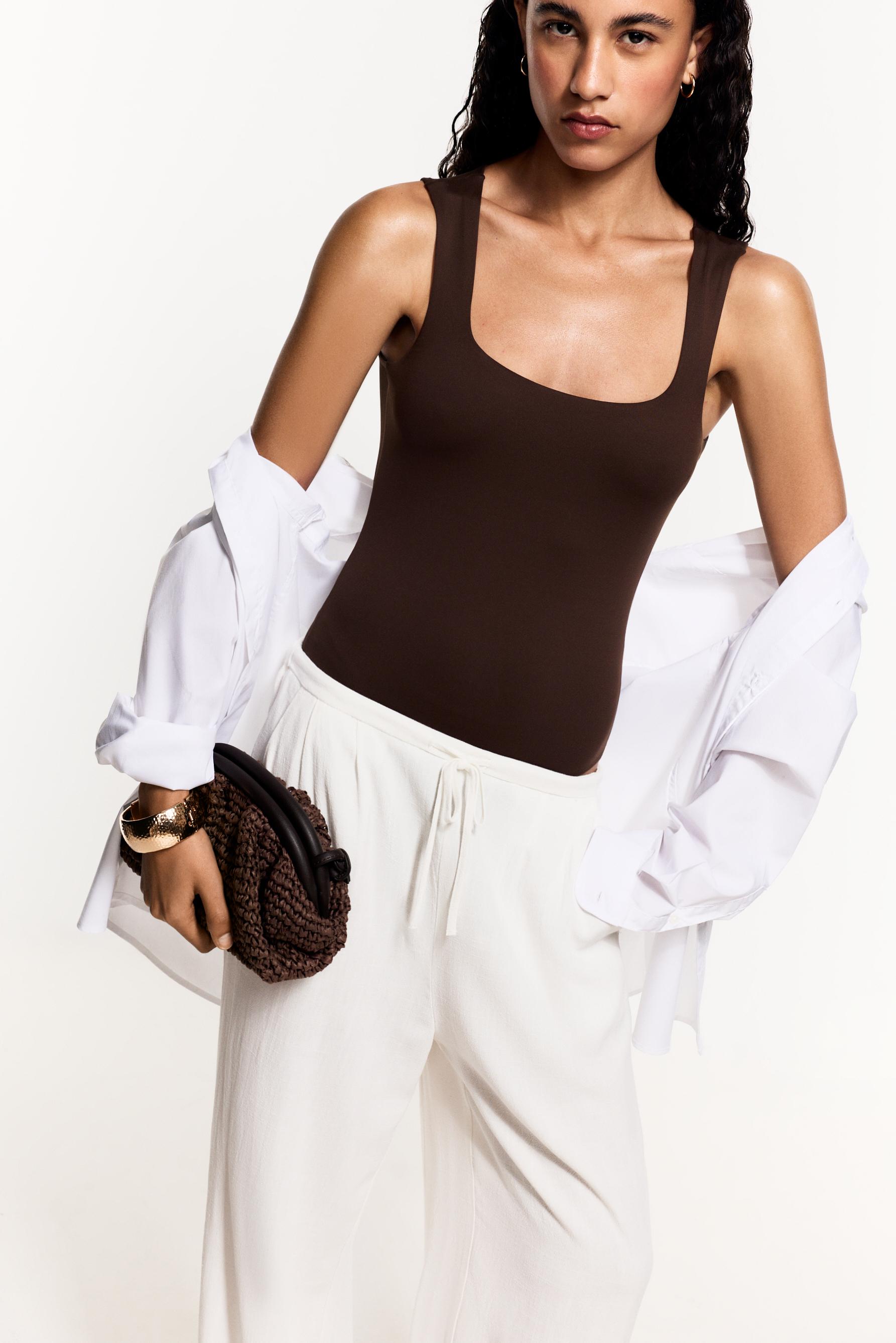 Polyamide strap bodysuit — BROWN