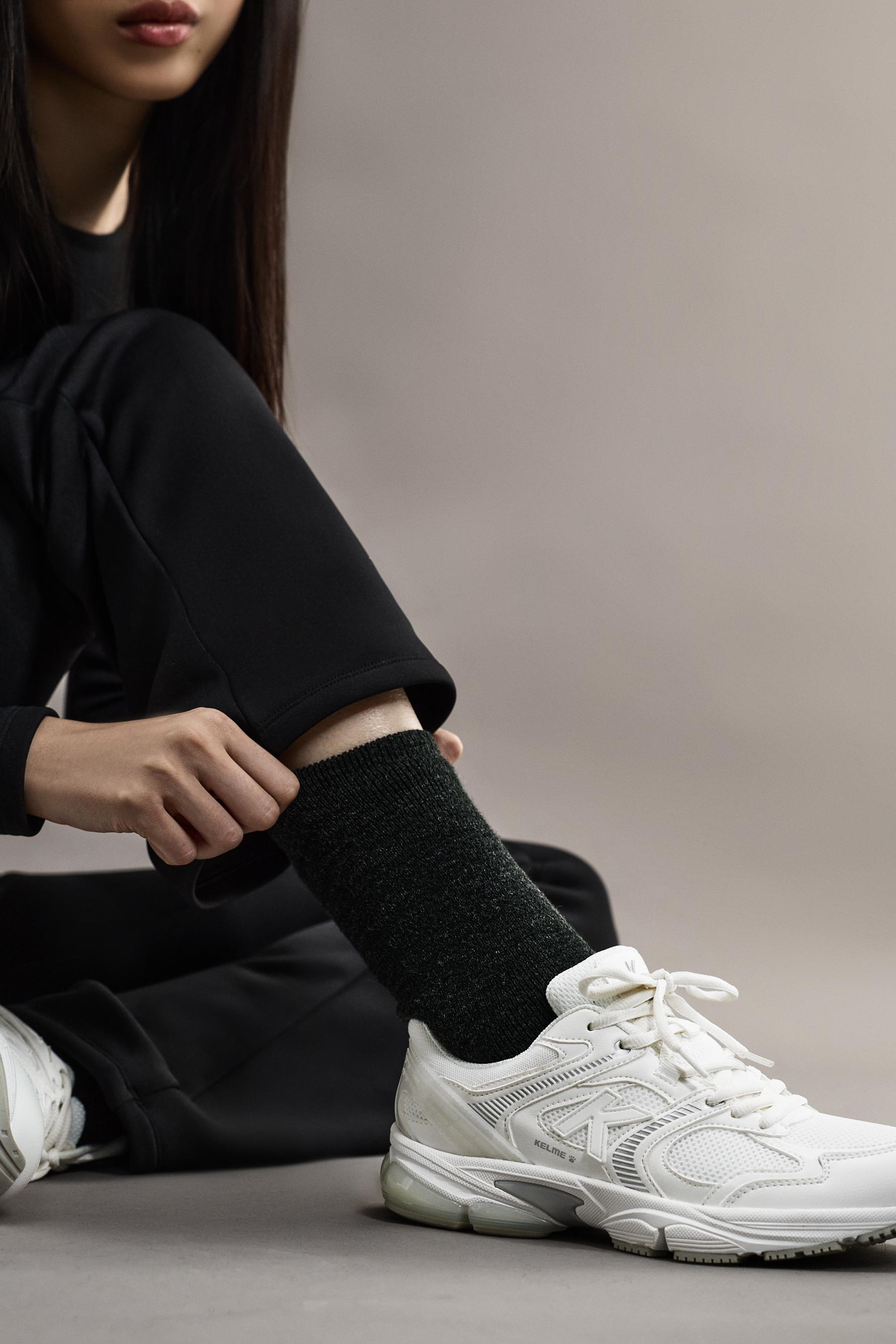 Long socks with 14% wool (Pack of 2) — BLACK MARL