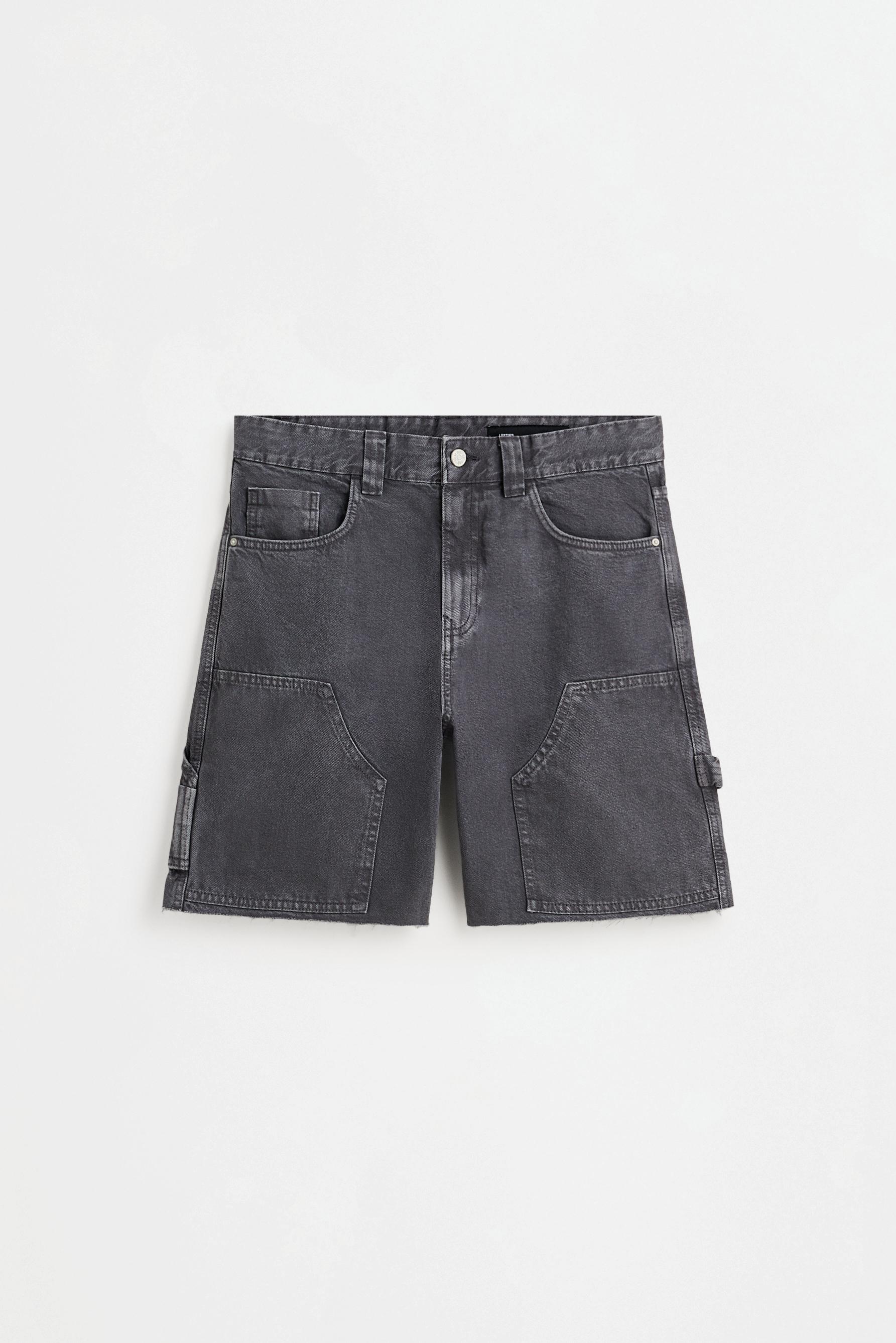 Double-knee denim Bermuda shorts — GREY