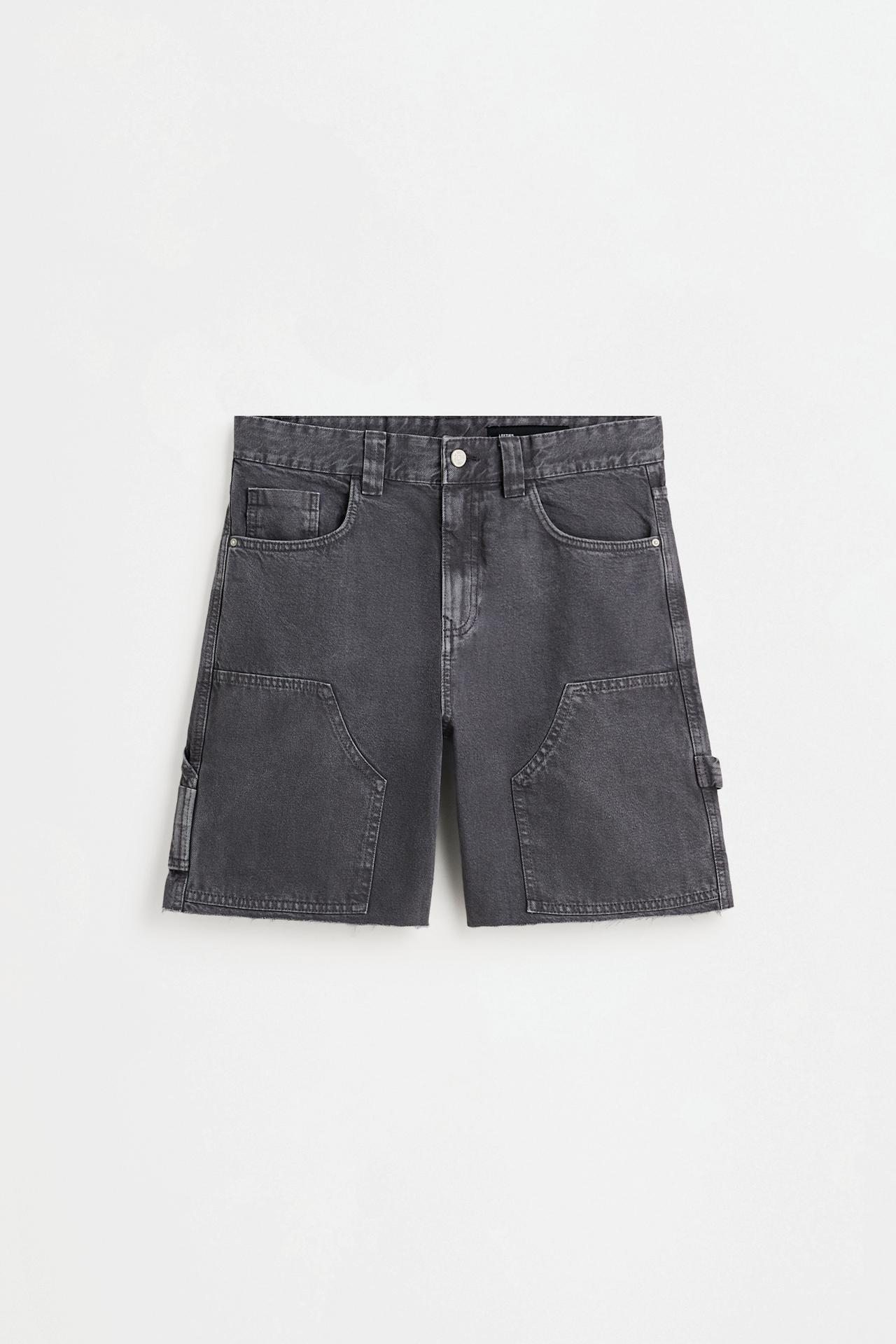 Double-knee denim Bermuda shorts — GREY