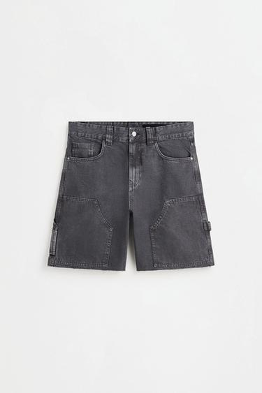 Double-knee denim Bermuda shorts — GREY 6