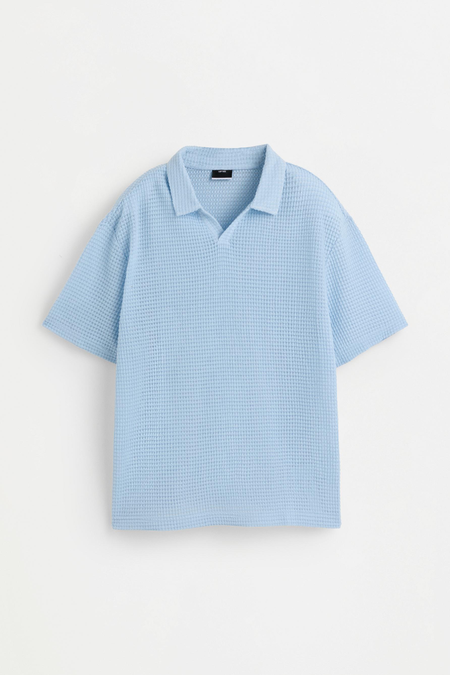 Textured polo shirt — PALE BLUE