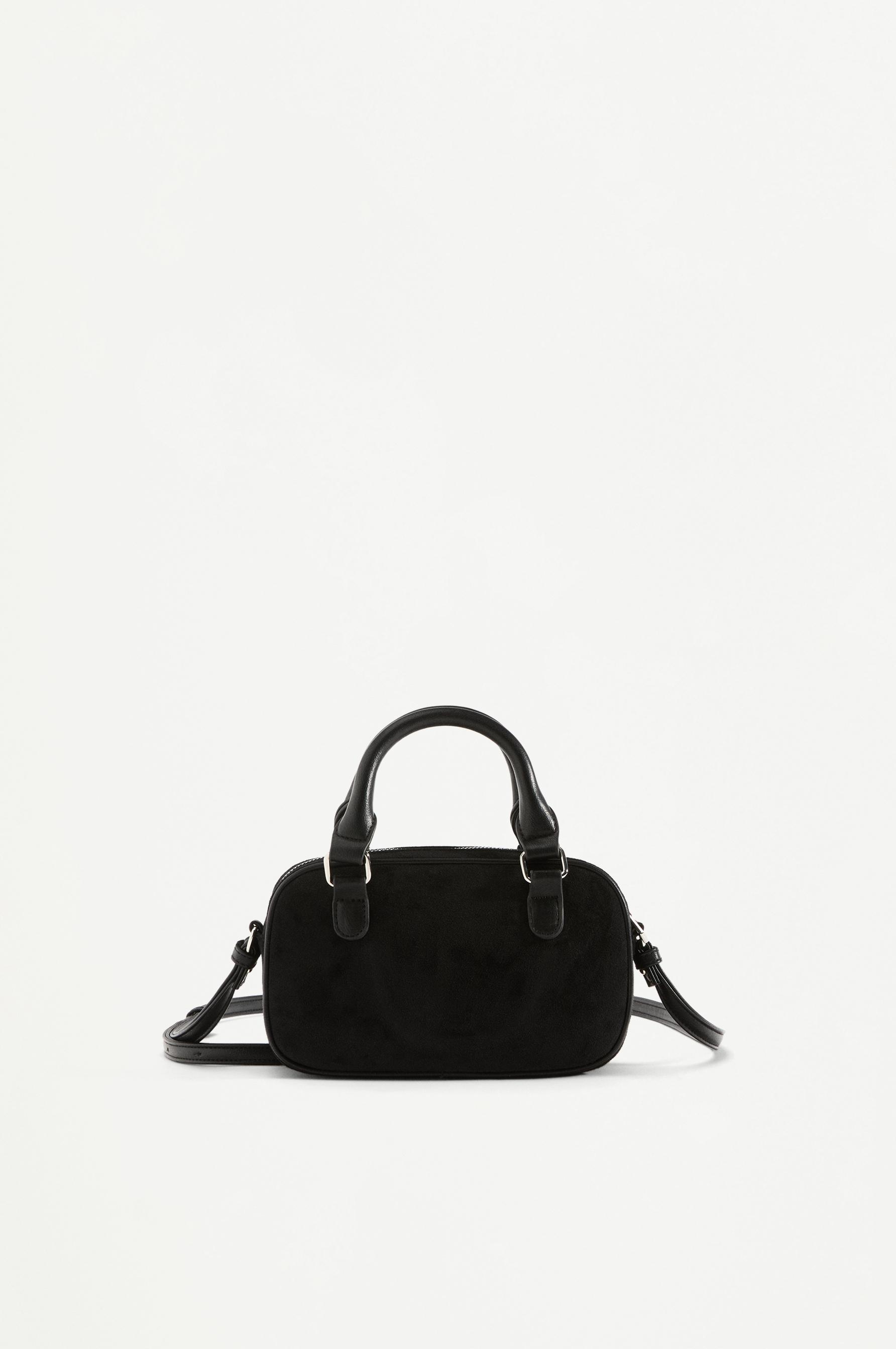 Faux suede mini bowling bag — BLACK