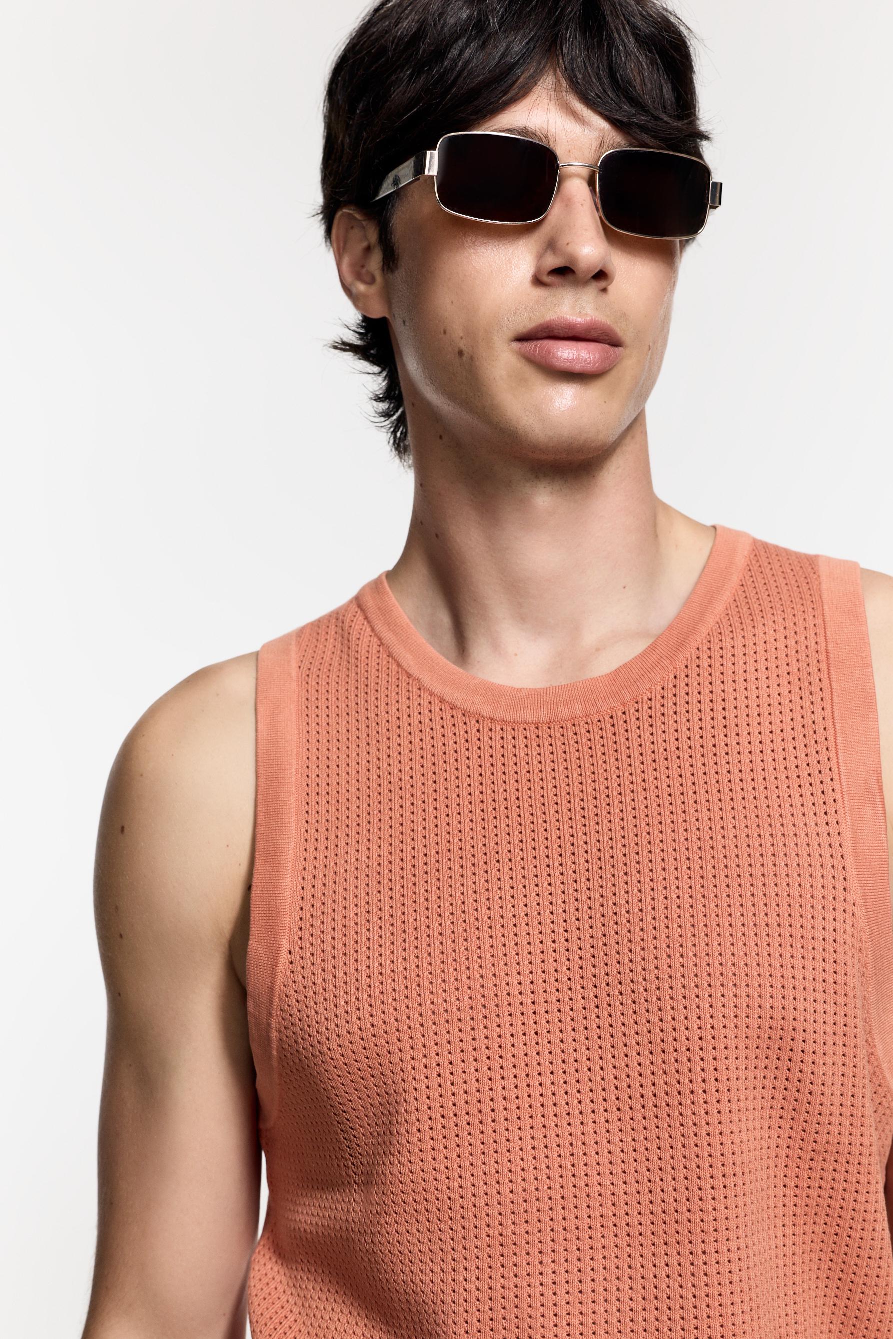 Cutwork strappy T-shirt — ORANGE