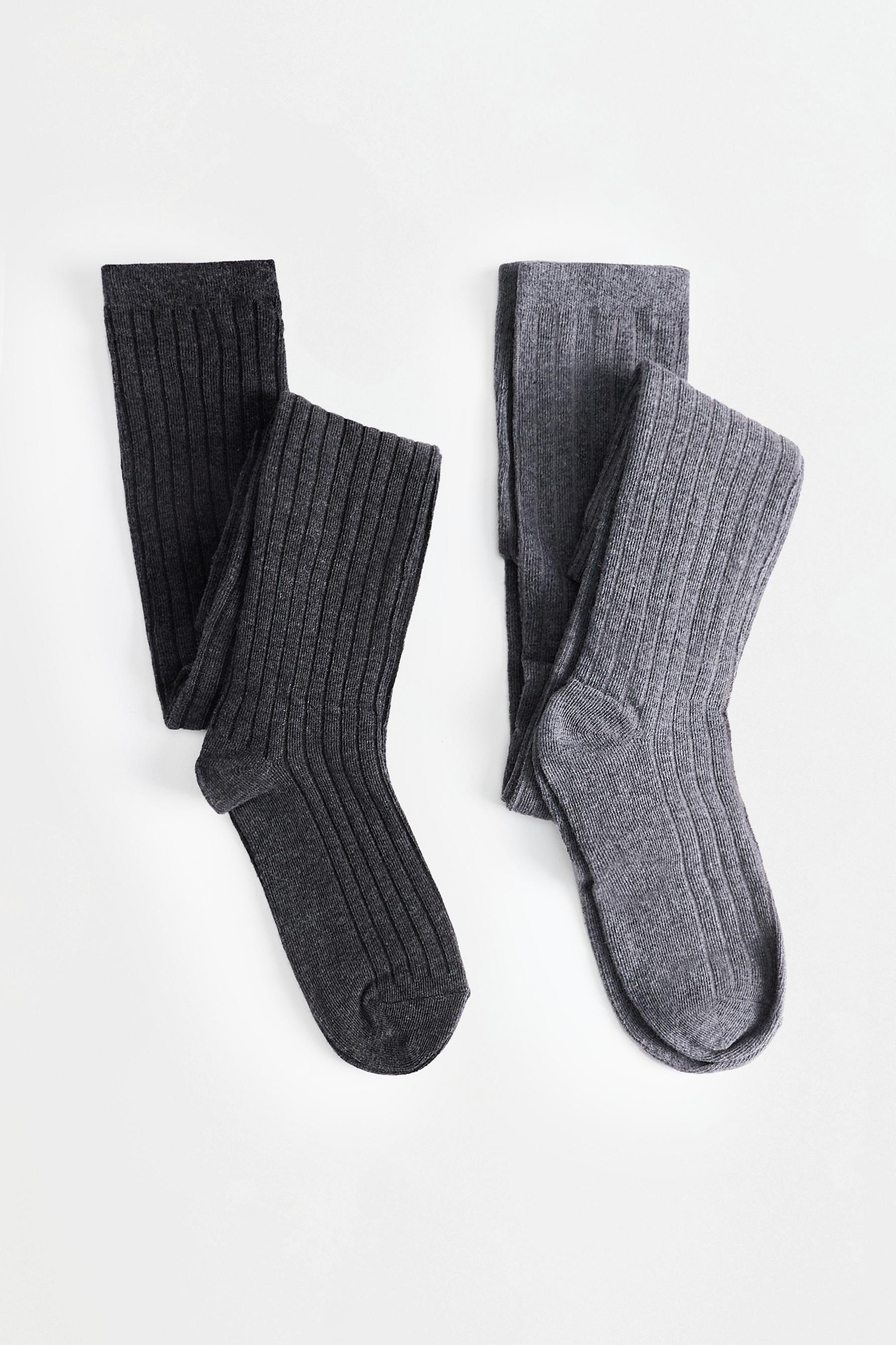 2-pack of ribbed tights — GREY MARL