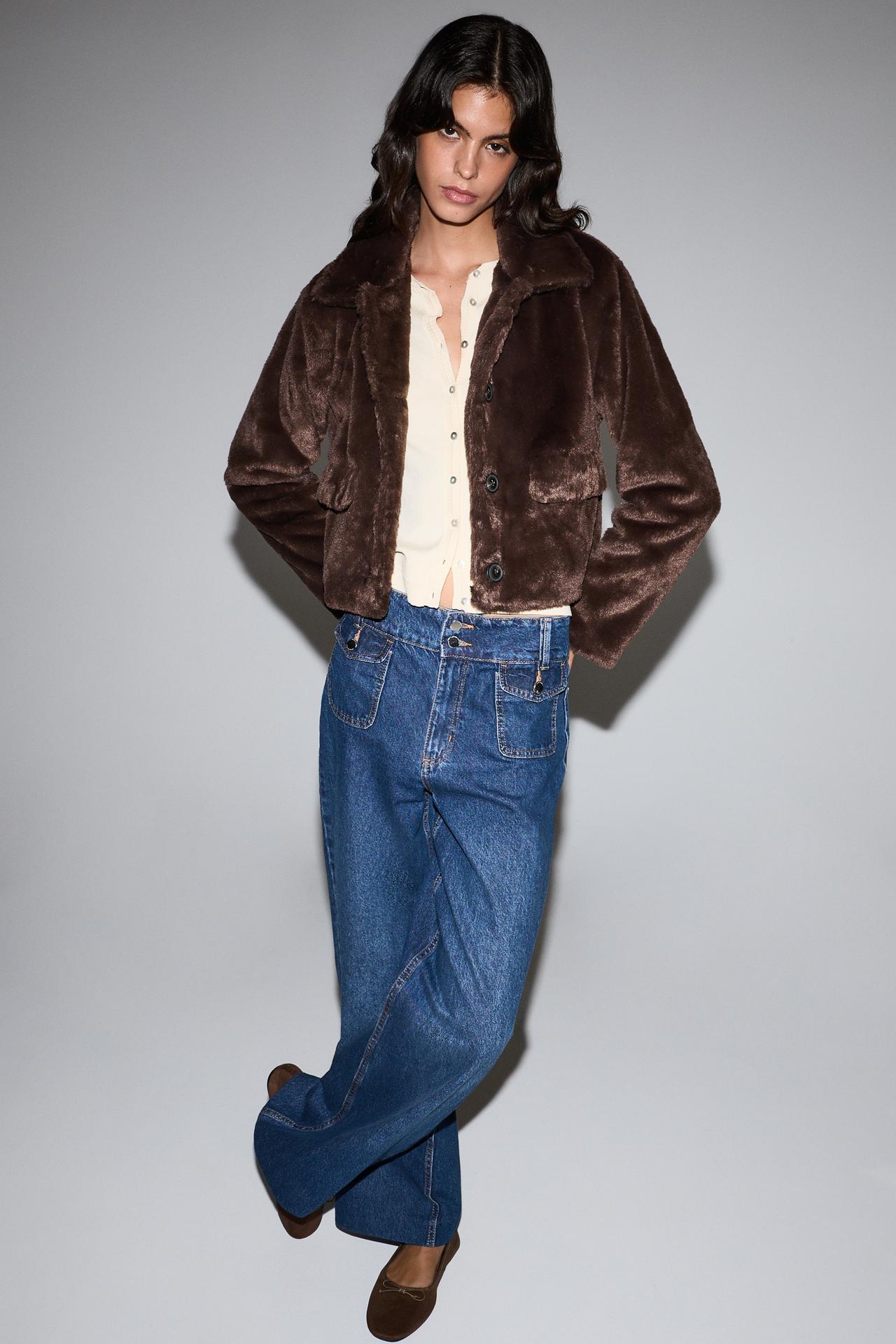 Faux fur jacket — DARK BROWN