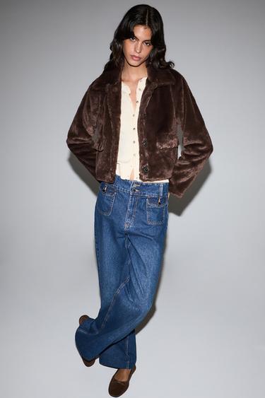 Faux fur jacket — DARK BROWN 5