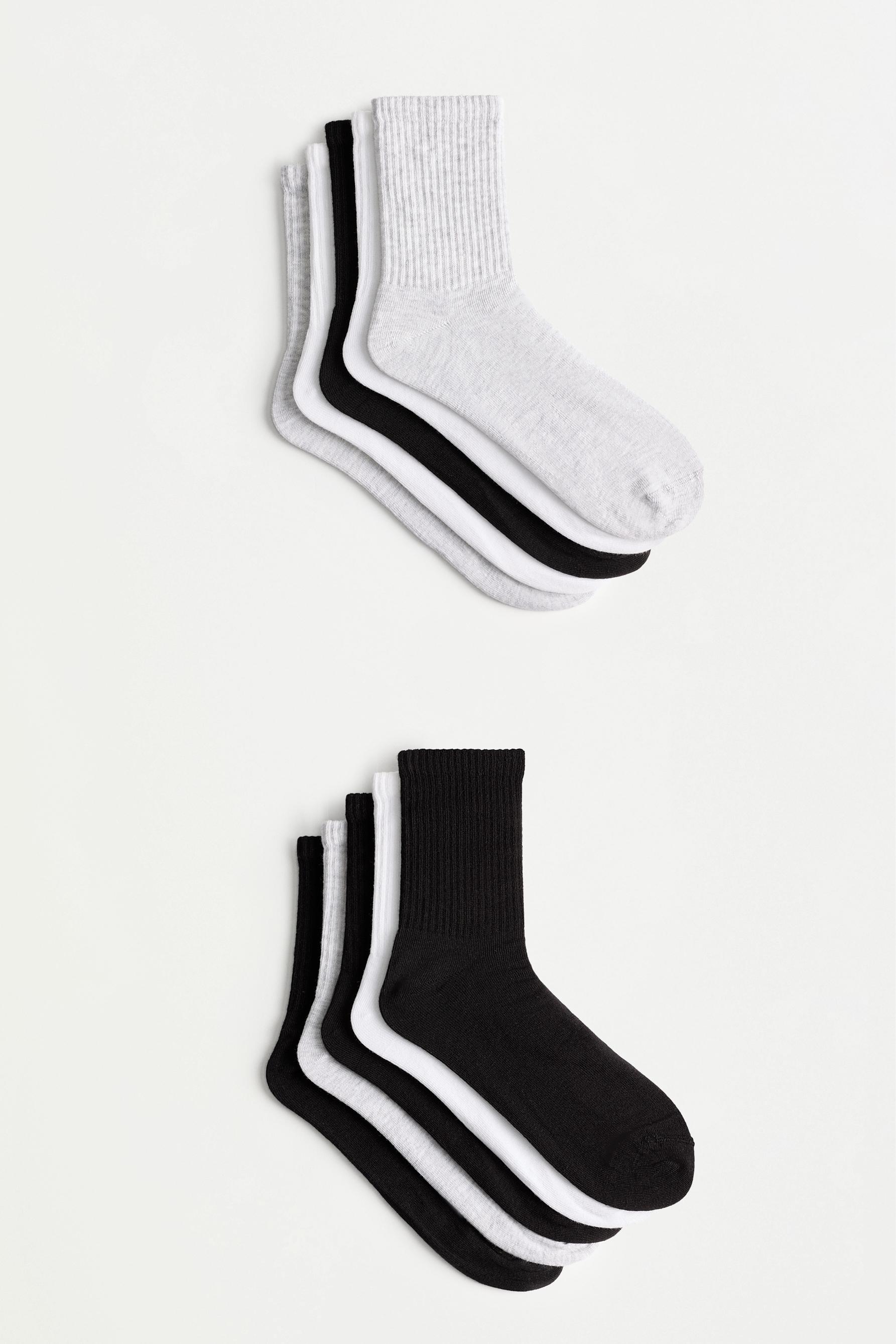 10-pack of ribbed short socks — WHITE/GREY