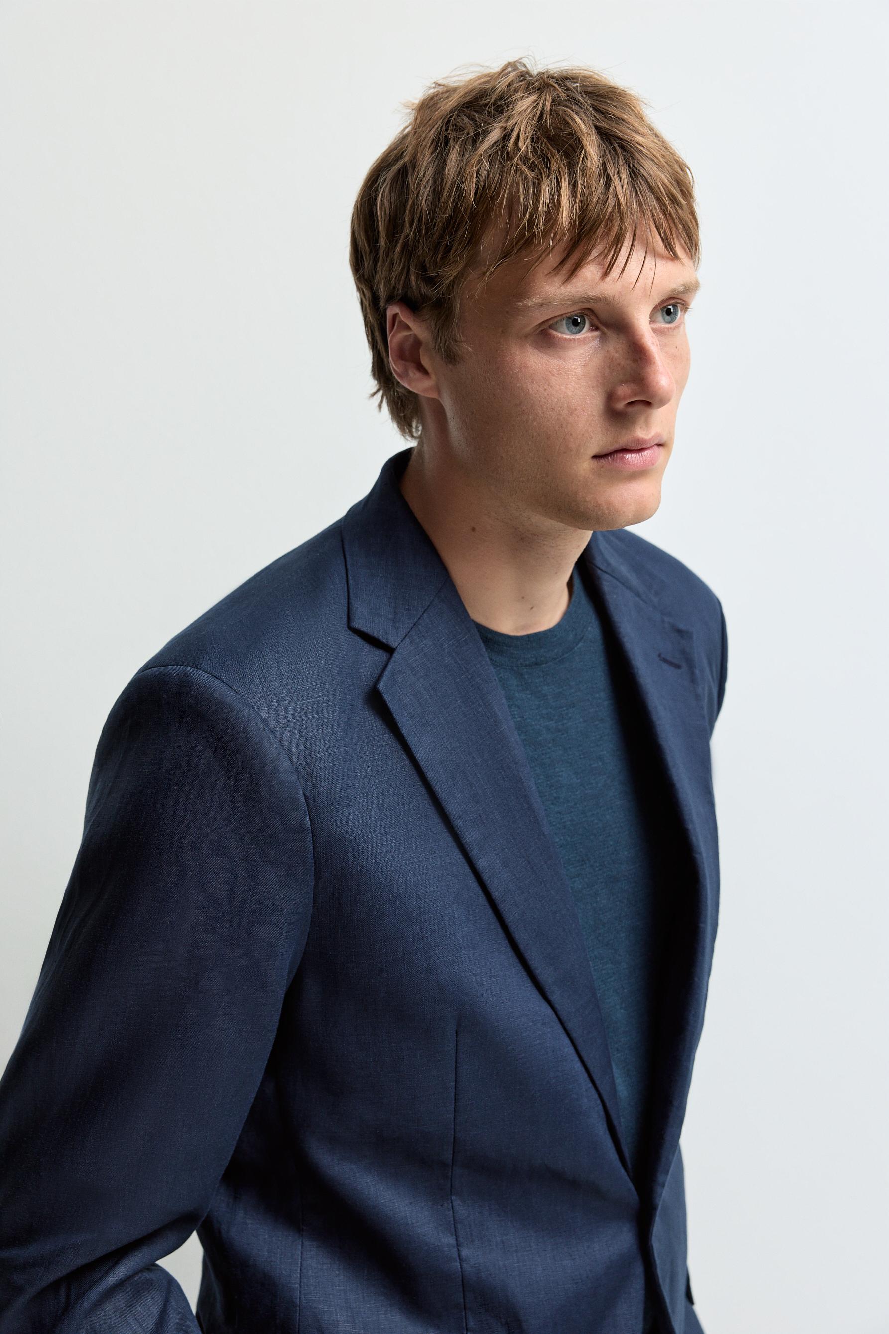 100% linen suit blazer — NAVY