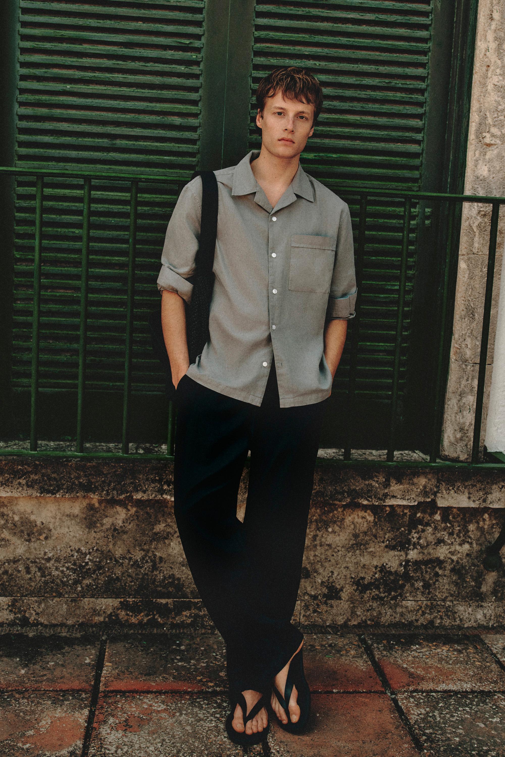 Baggy Linen-Blend Joggers — BLACK