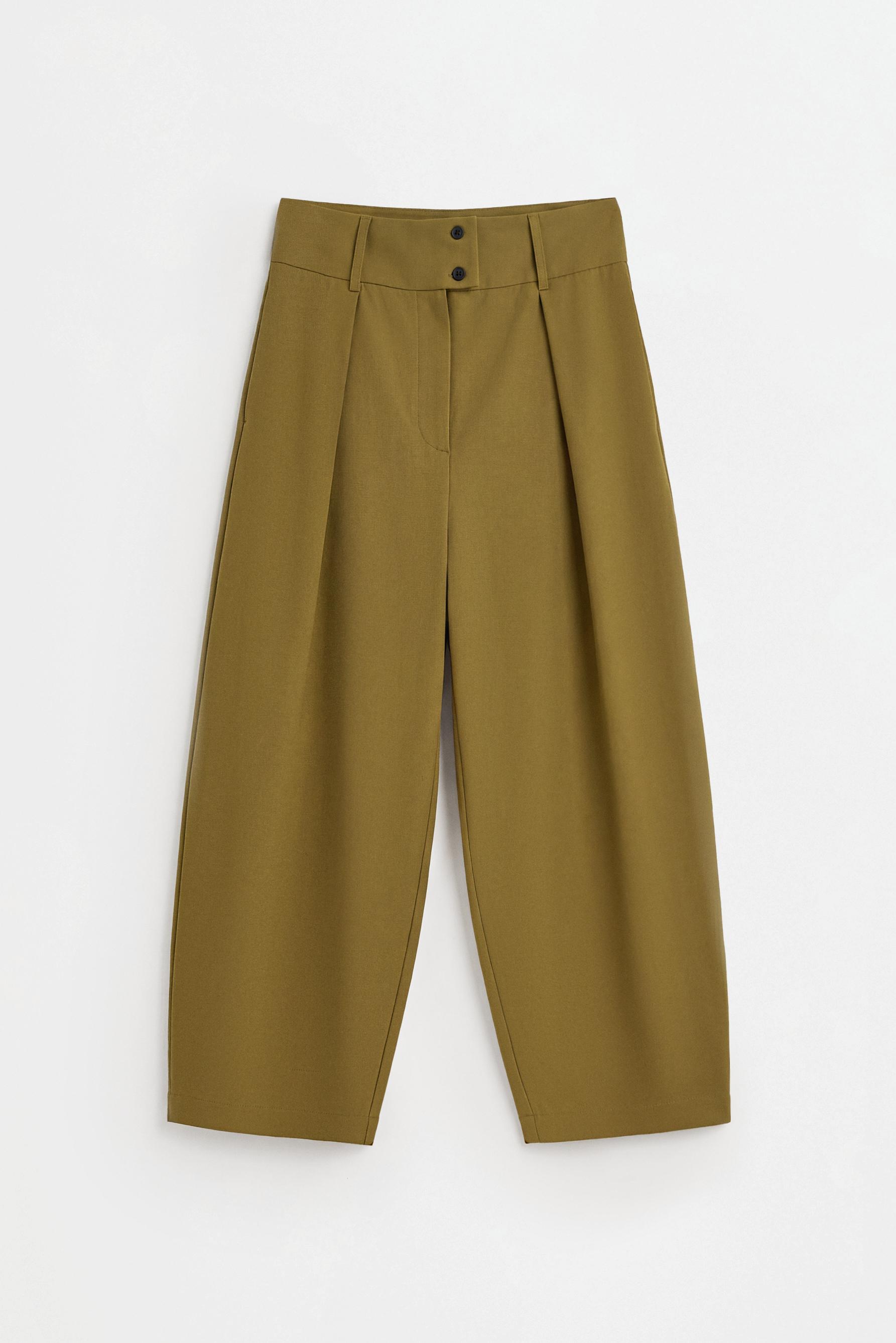 Pleated barrel trousers — DARK KHAKI