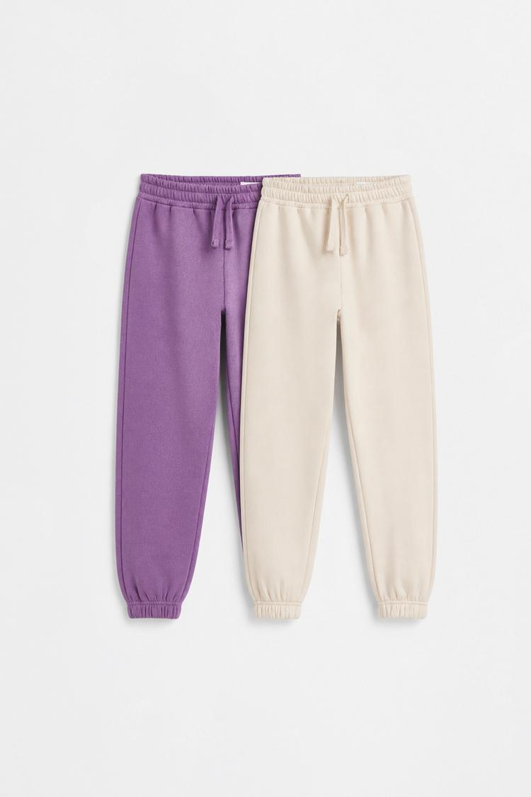 Pack of 2 plain plush jogger pants — MAUVE PINK