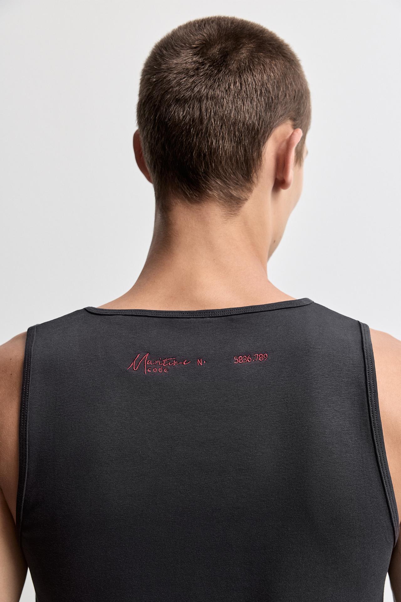 Embroidered ribbed vest top — DARK NAVY
