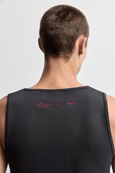 Embroidered ribbed vest top — DARK NAVY 3