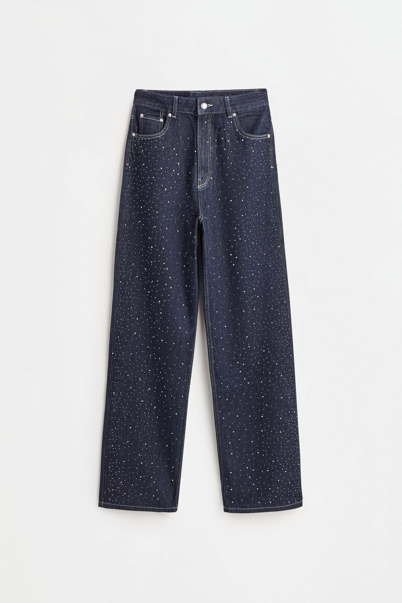 Wide-leg strass jeans — BLUE