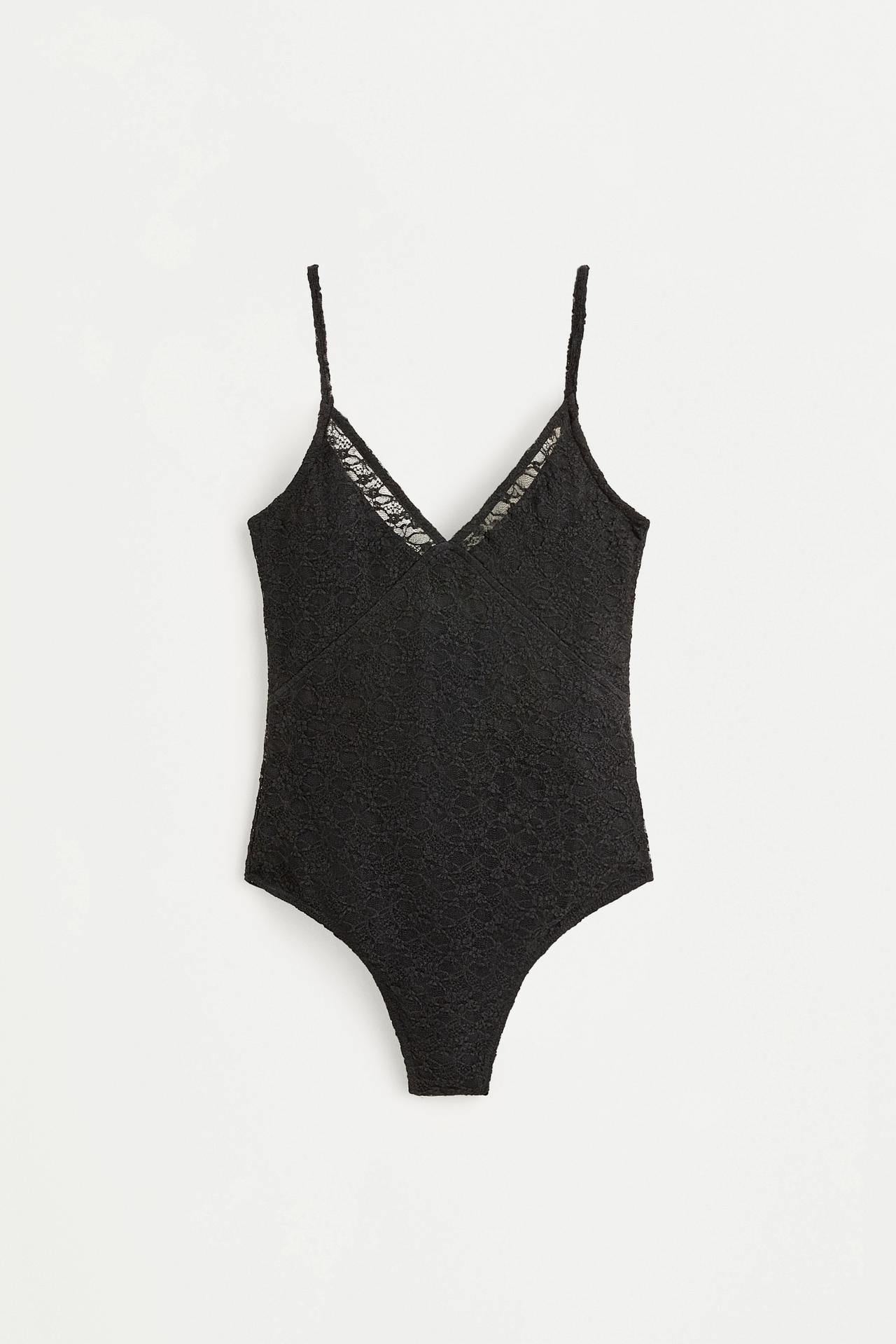 Lace bodysuit — BLACK