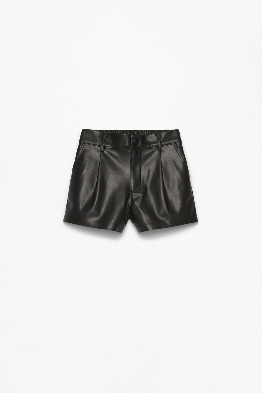 Darted faux leather shorts