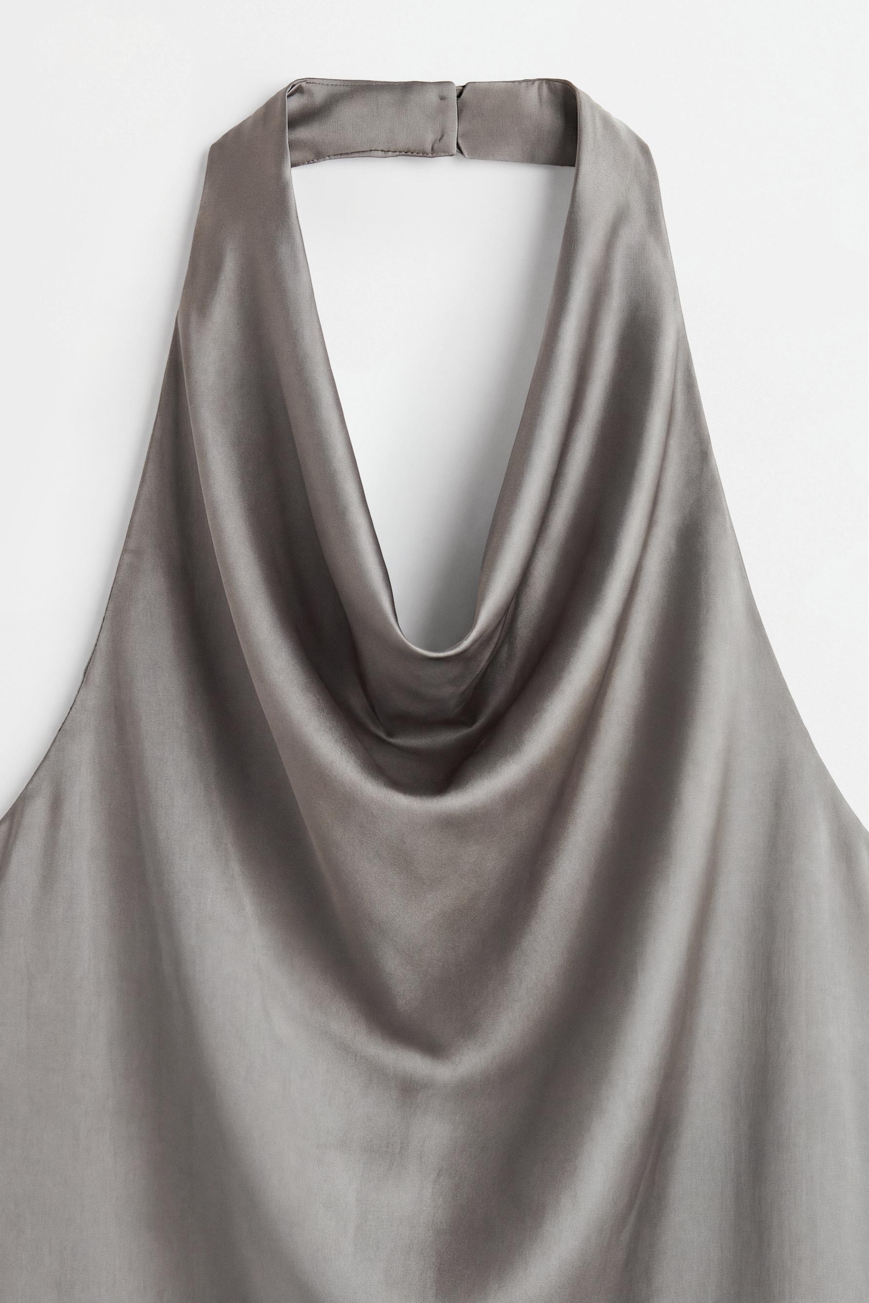 Asymmetric satin top — KHAKI