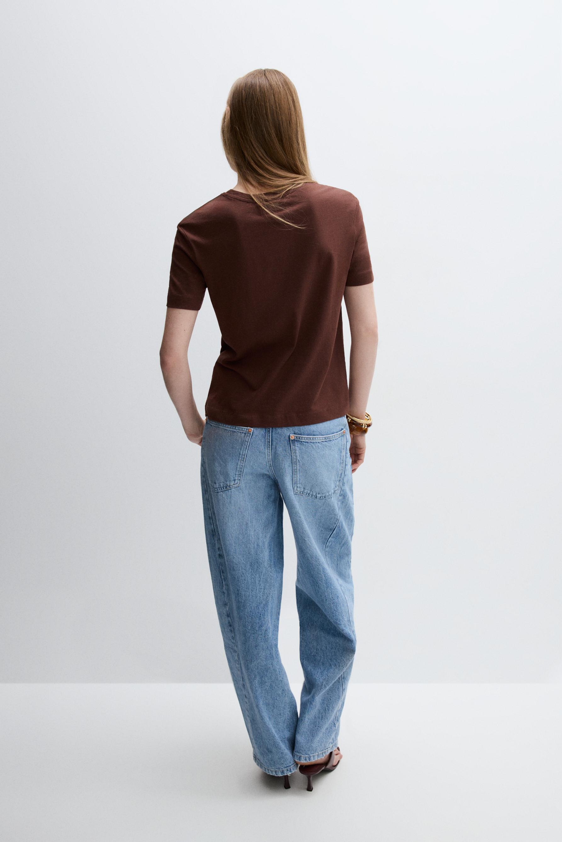 Basic round neck T-shirt — BROWN