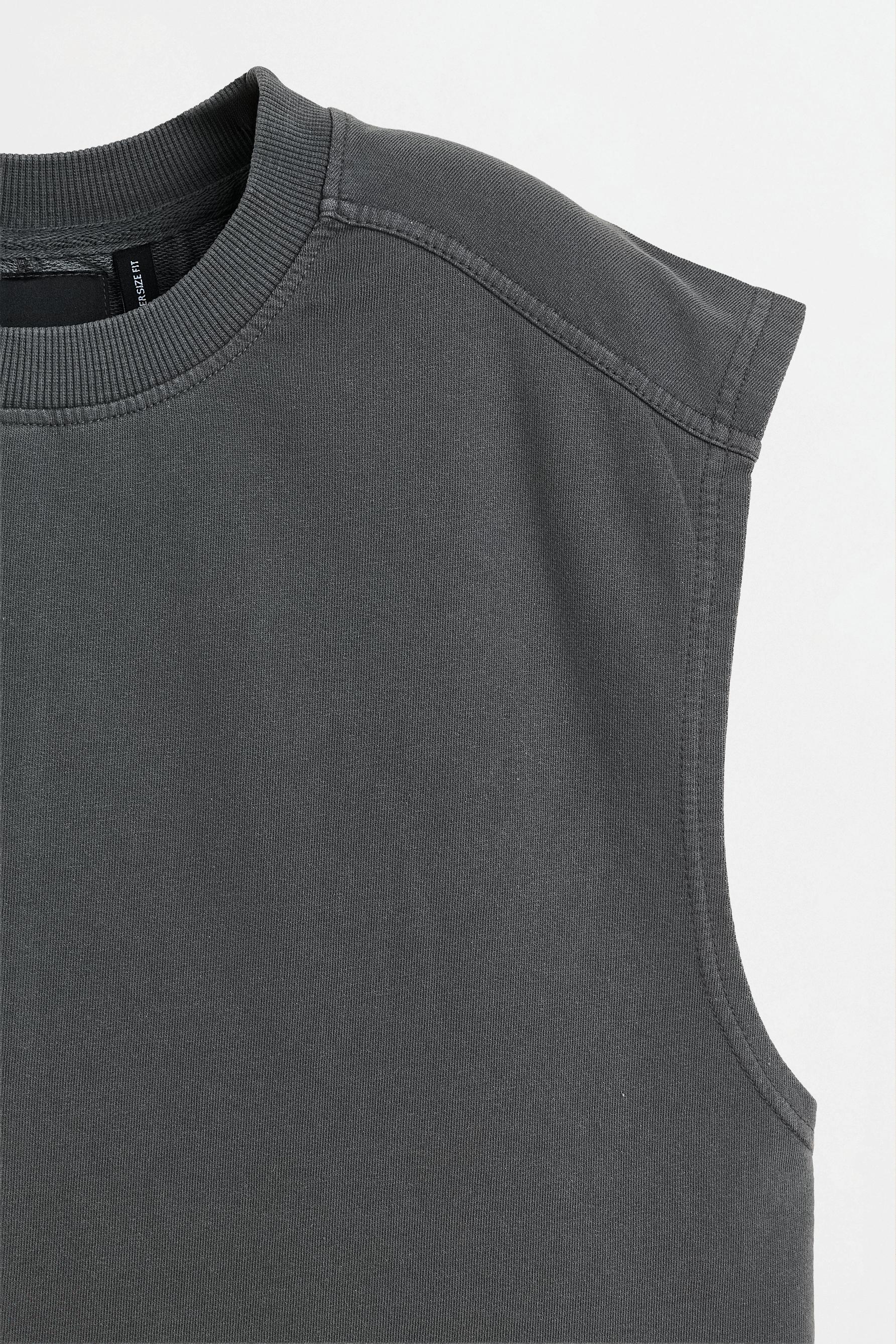 Washed-effect sleeveless sweatshirt — BLACK