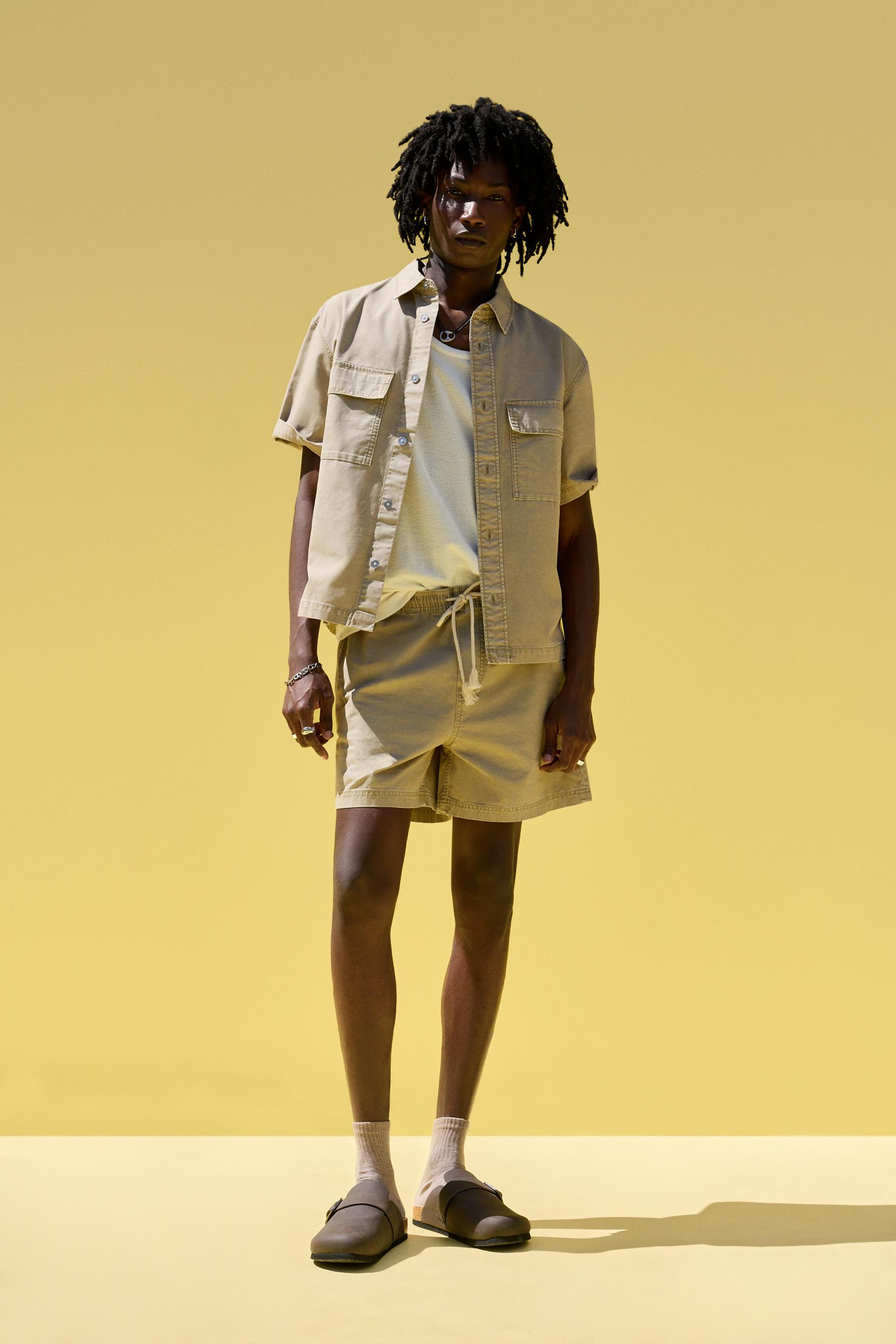 Denim shirt with pockets — PALE OCHRE