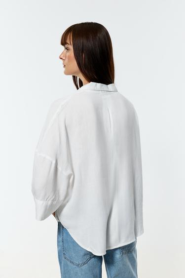 Wide sleeve shirt — WHITE 4