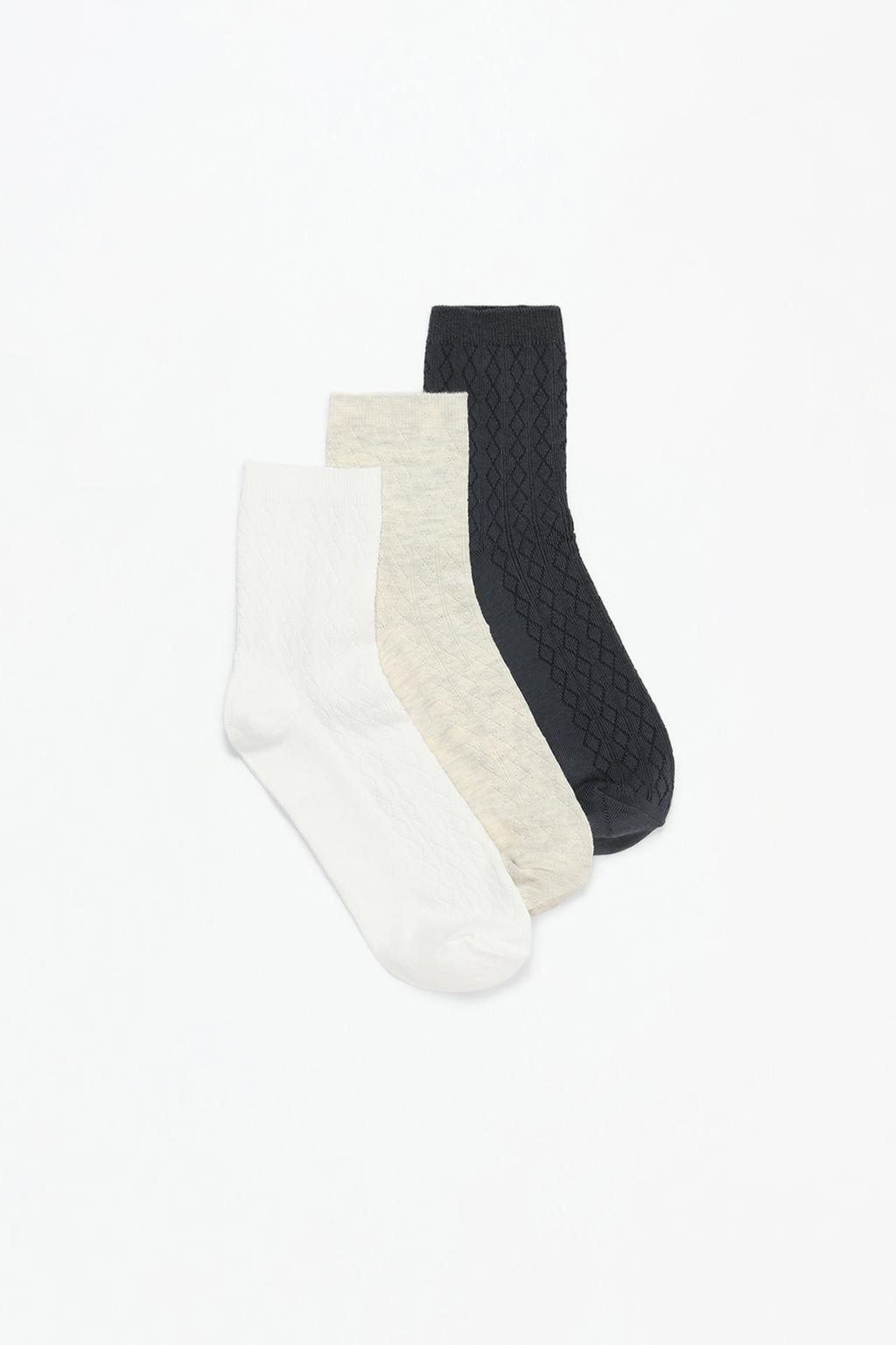 3-pack of long openwork ankle socks