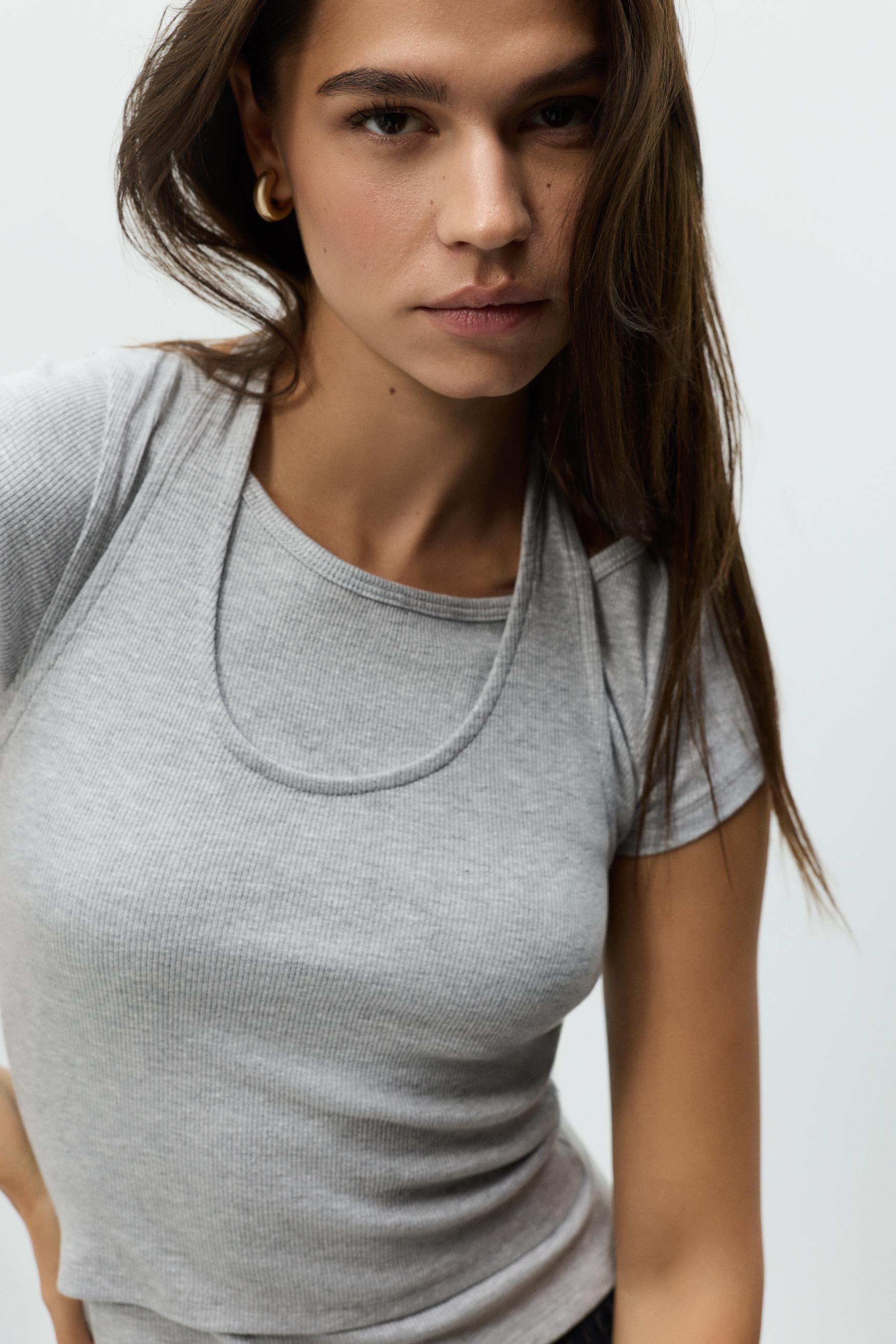 Double-layer top — GREY MARL