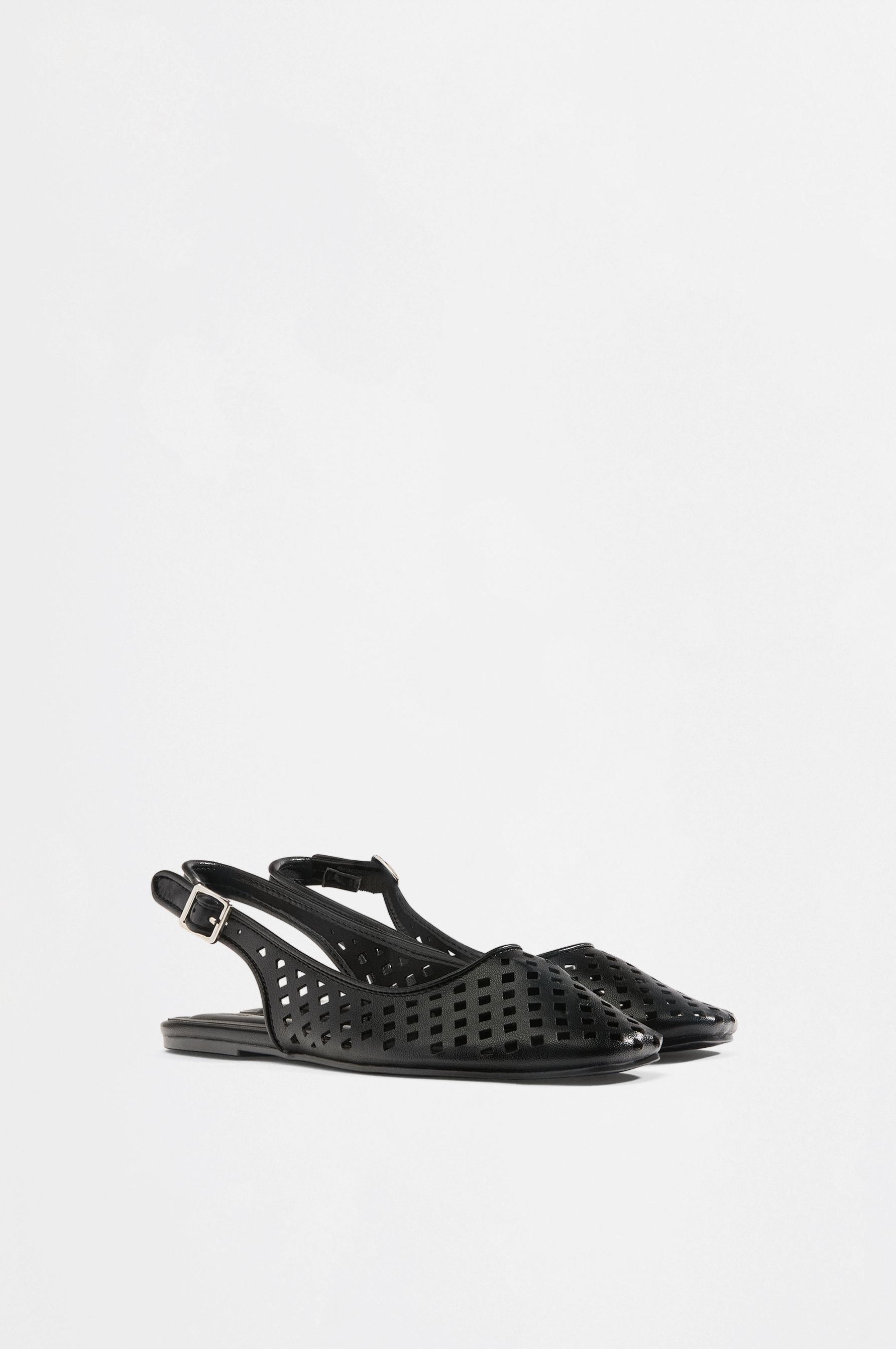OPENWORK SLINGBACK BALLET FLATS — BLACK