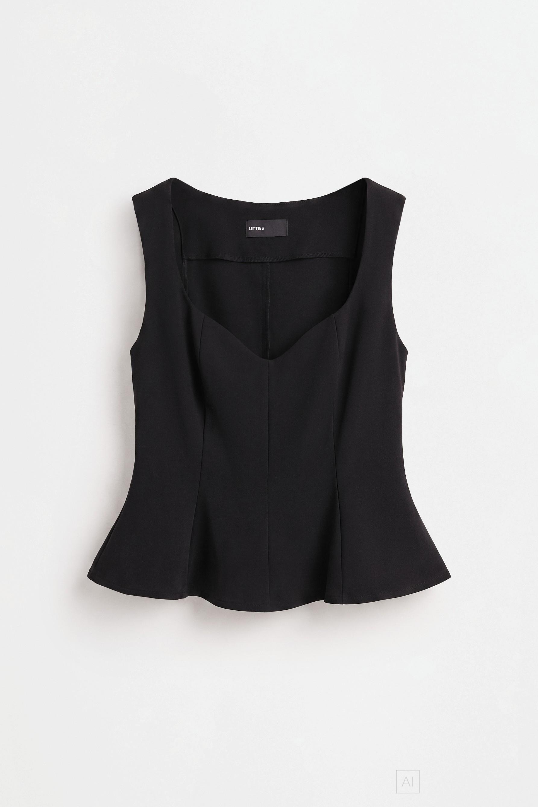 Sweetheart peplum top — BLACK