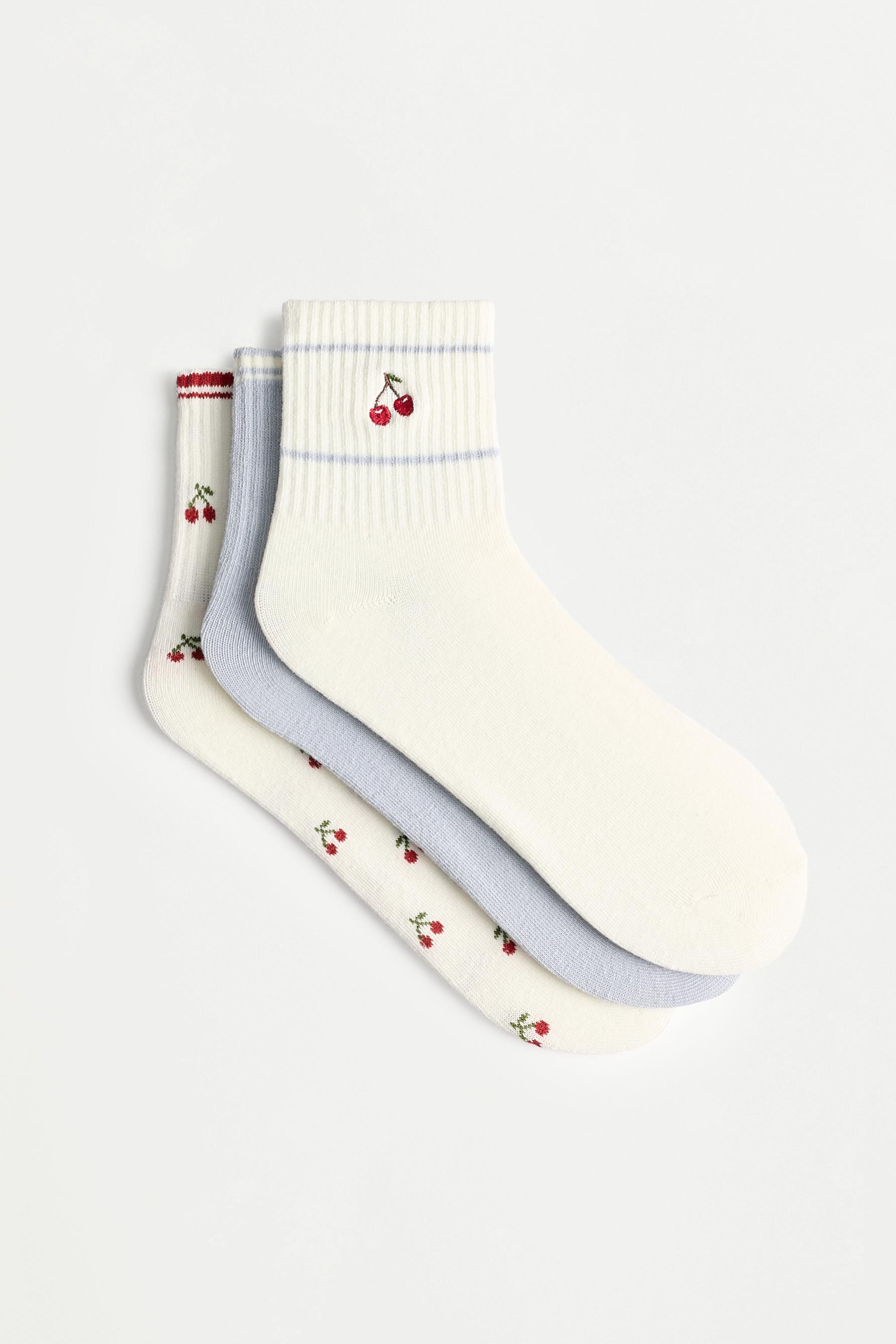 Contrast short socks (3-pack) — WHITE