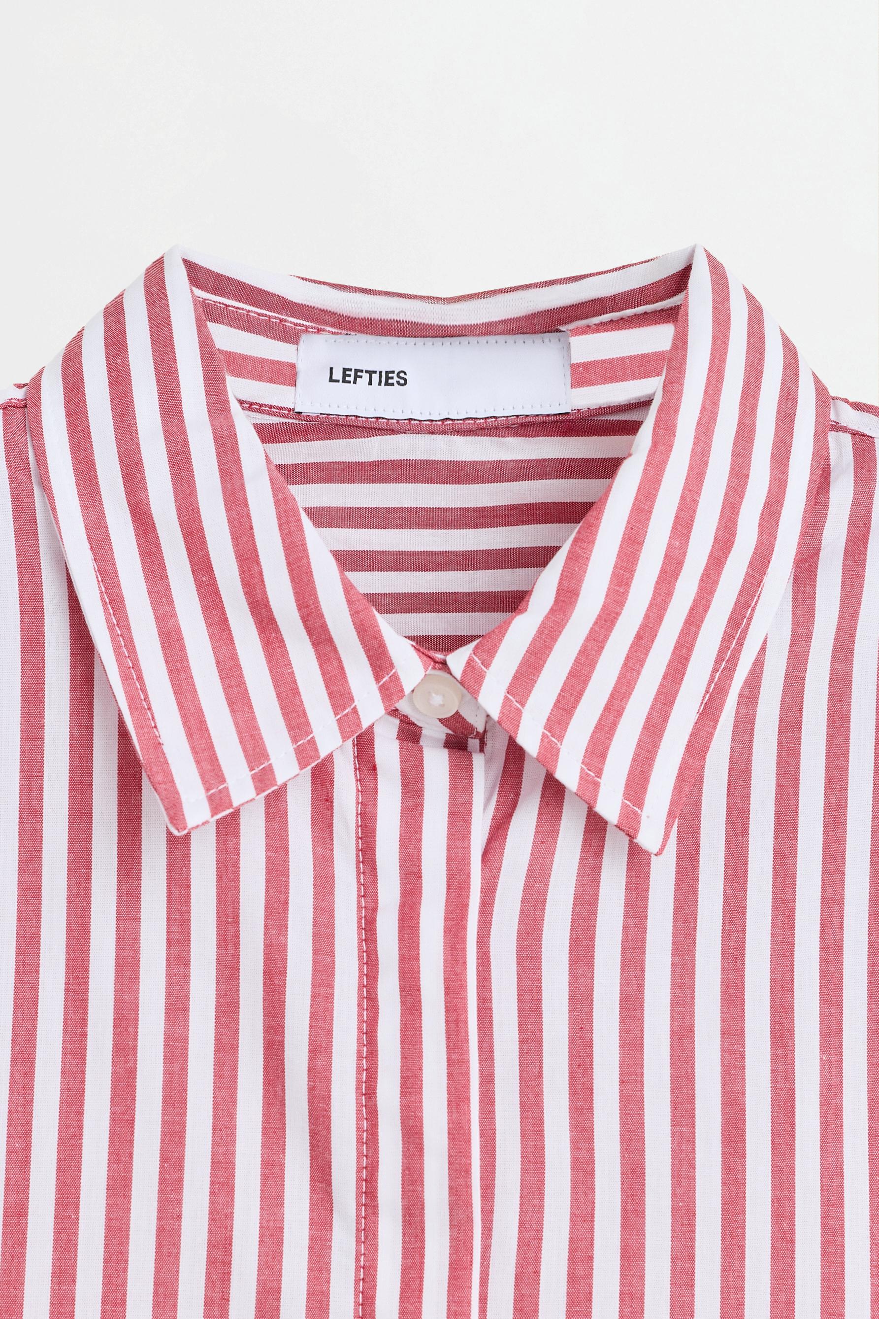 Basic striped poplin shirt — RED