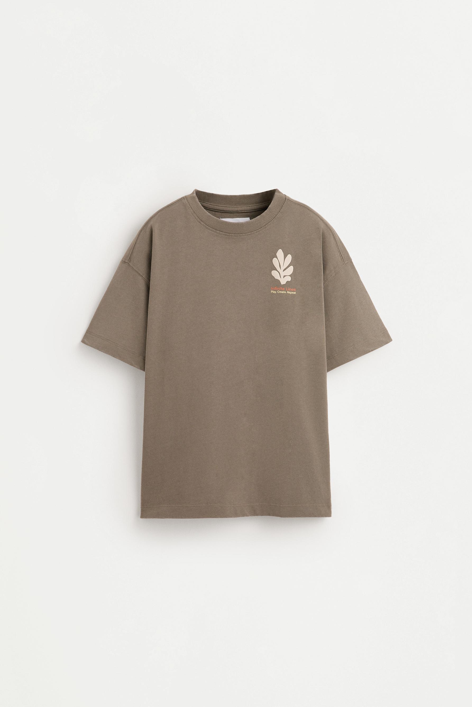 T-shirt with a maxi print on the back — PALE KHAKI