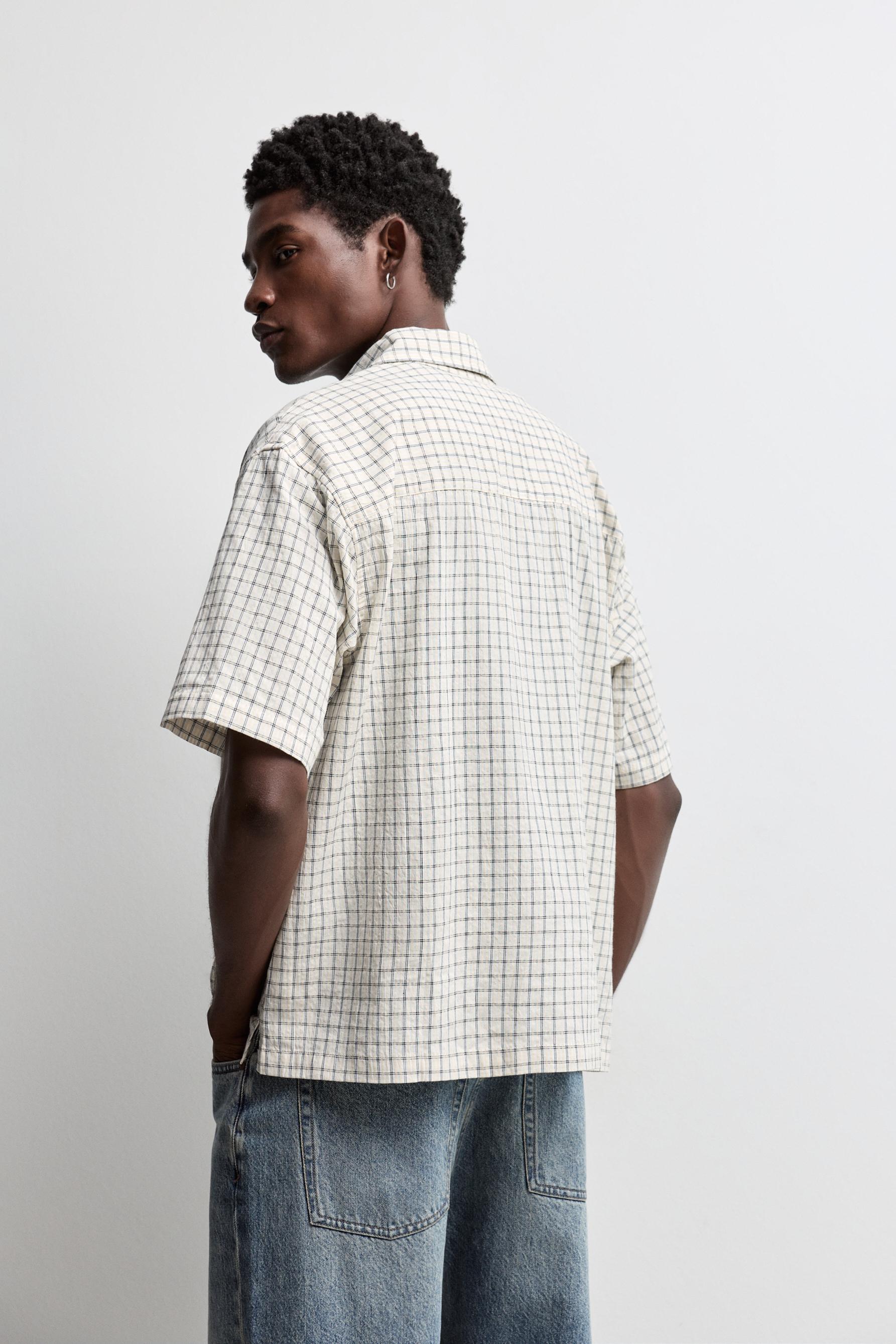 Textured check shirt — SAND
