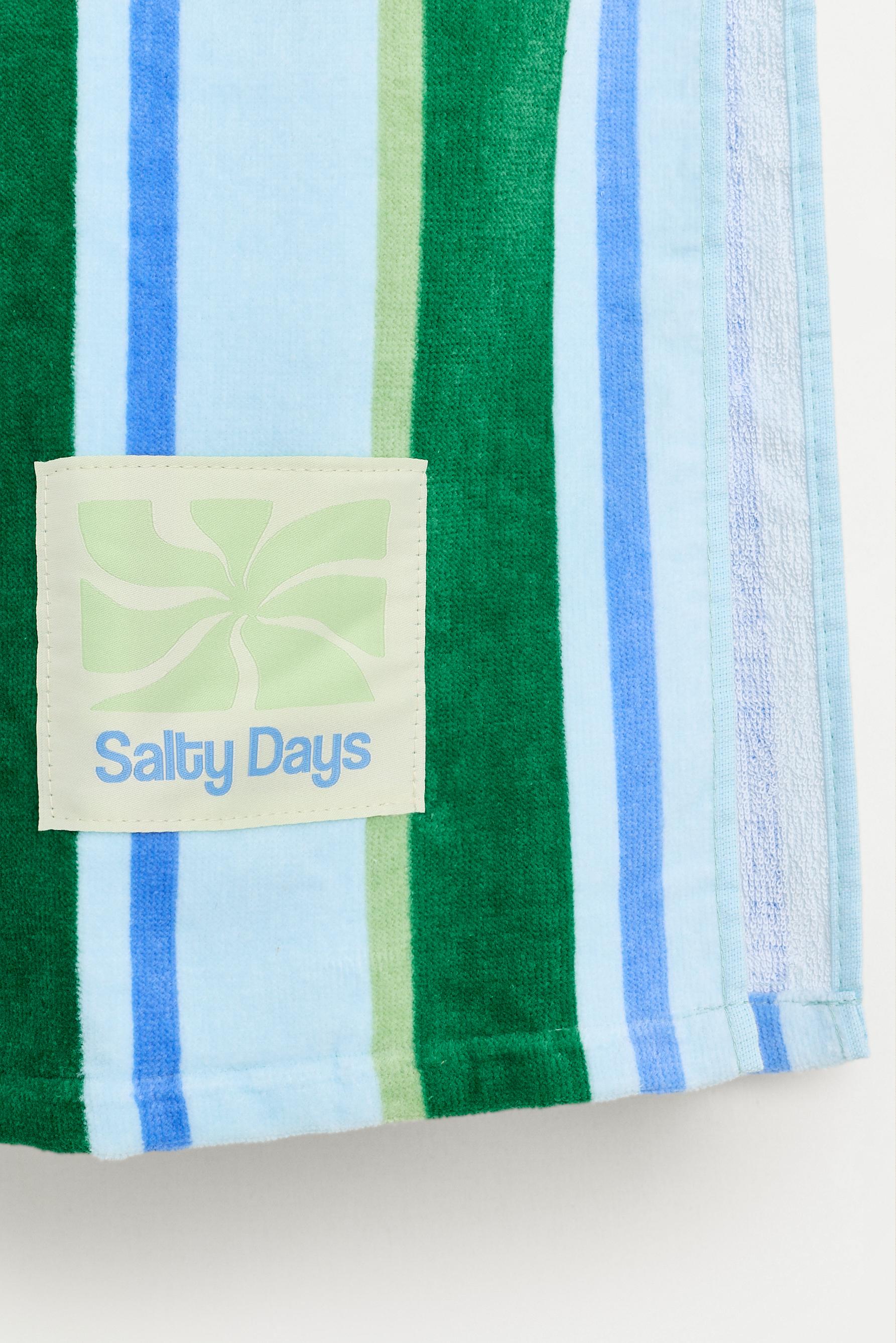 Kids' Green Stripe Hooded Towel Poncho — BLUISH GREEN