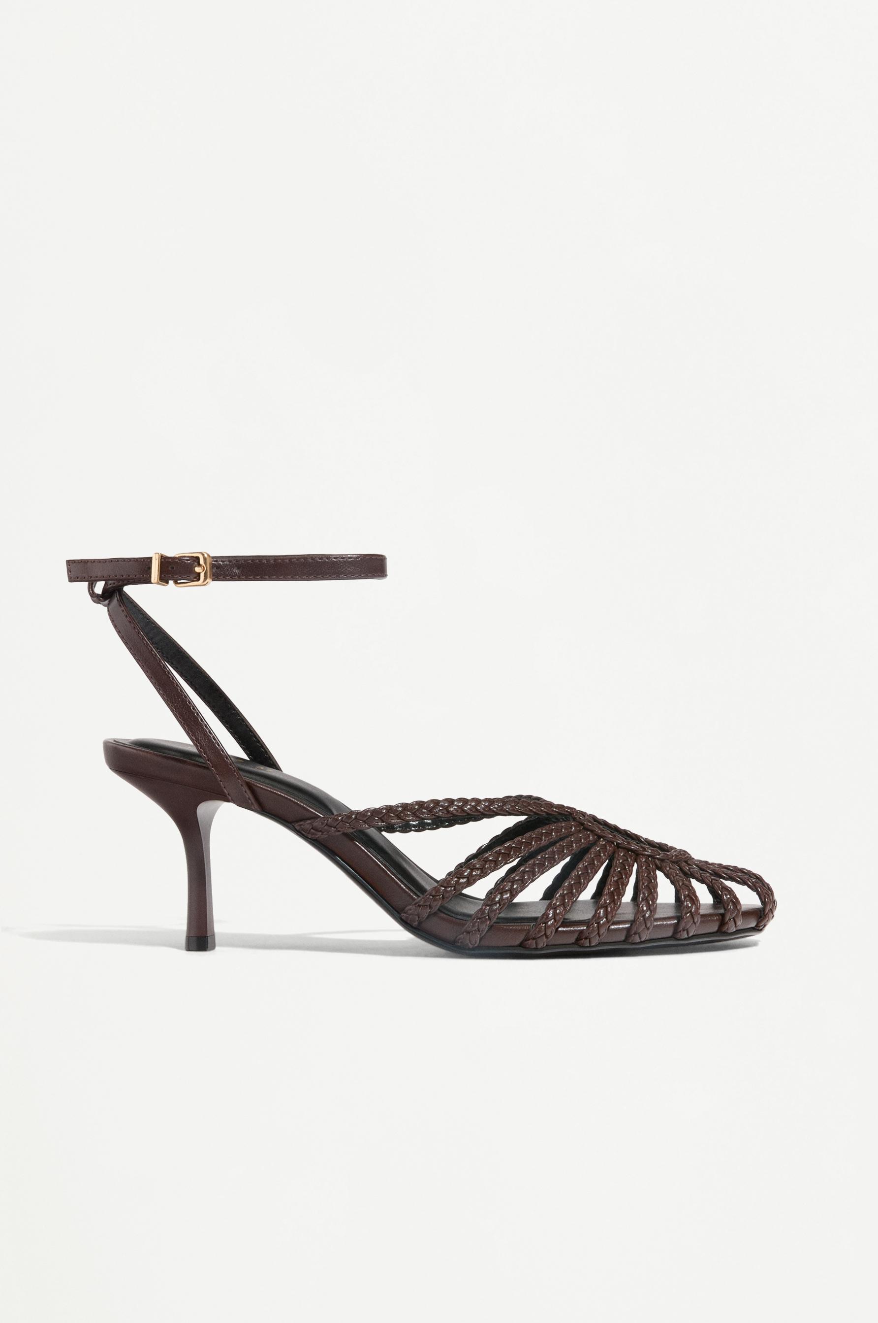 Heeled cage sandals — BROWN