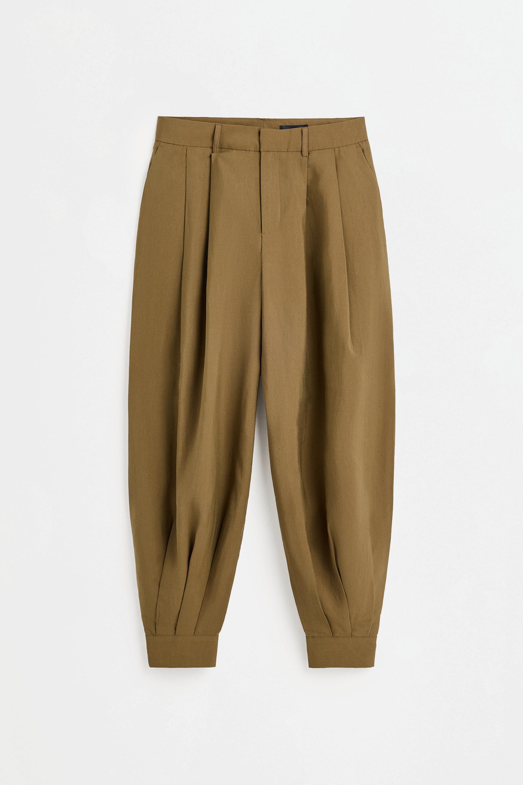Pleated sarouel trousers — DARK KHAKI